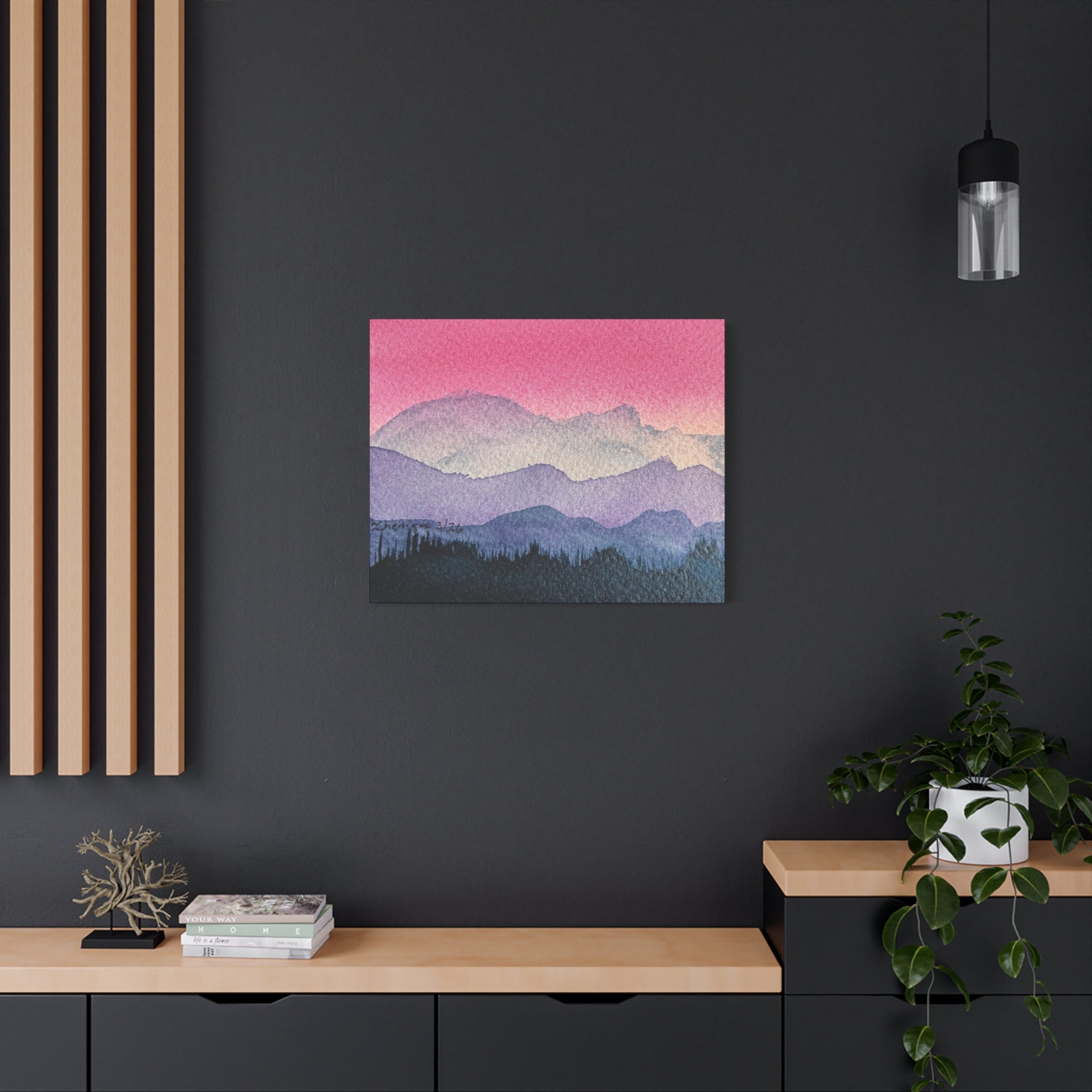 Jen Pink Sky watercolor on canvas