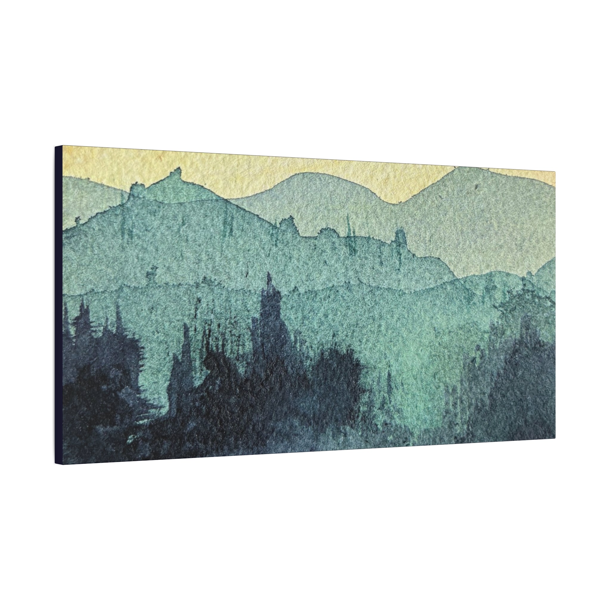 HYDE Mist Watercolor Mountain Canvas Wall Art - Matte Stretched Landscape Print