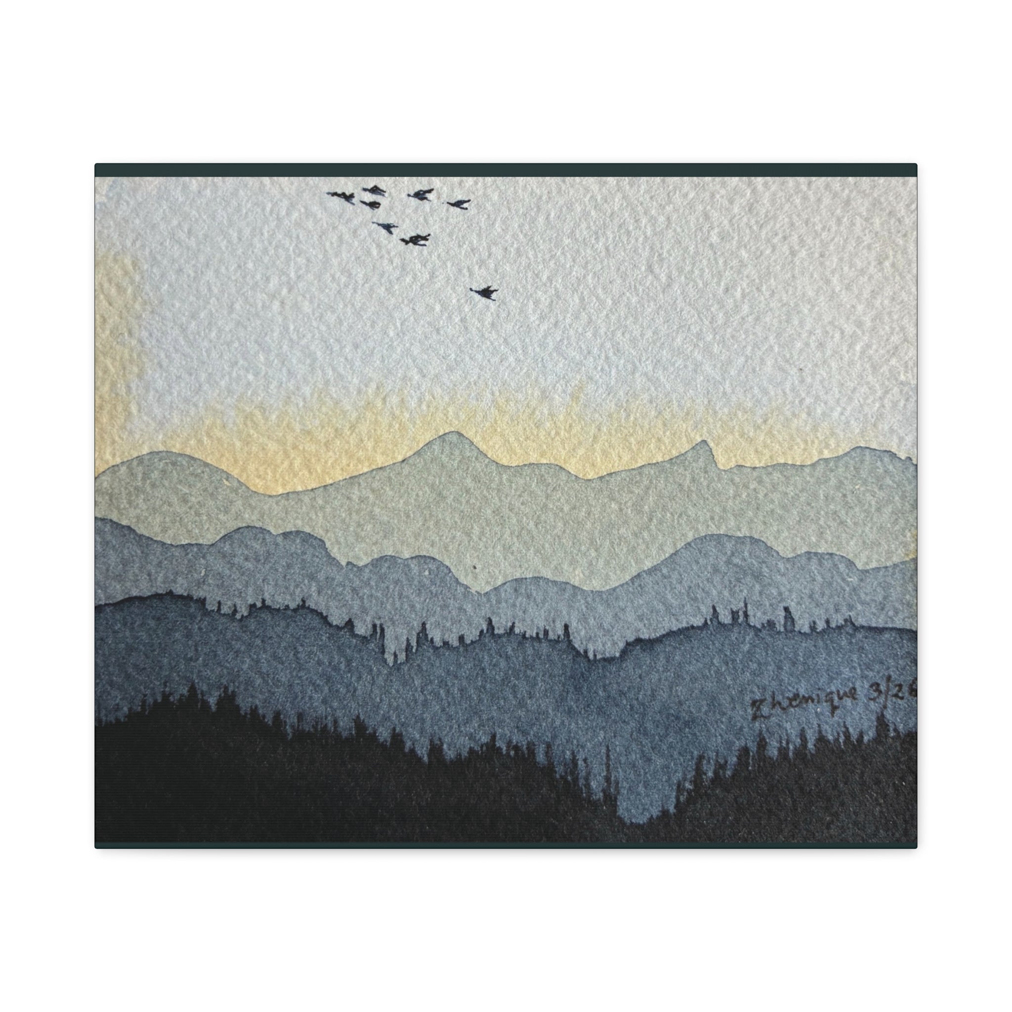 Mountain Sunrise Watercolor Canvas Print