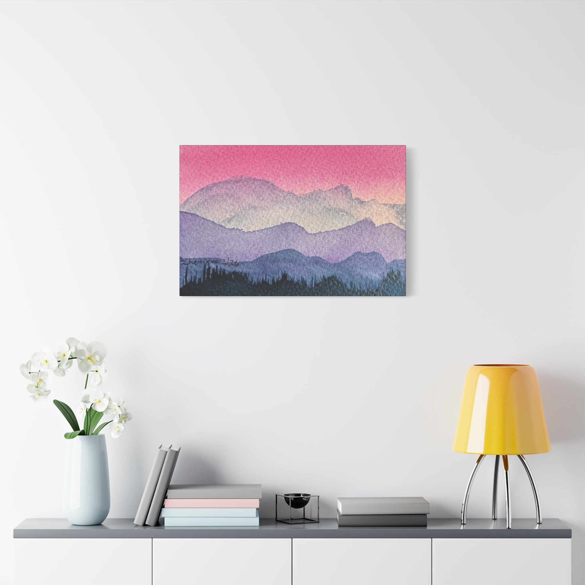 Jen Pink Sky watercolor on canvas