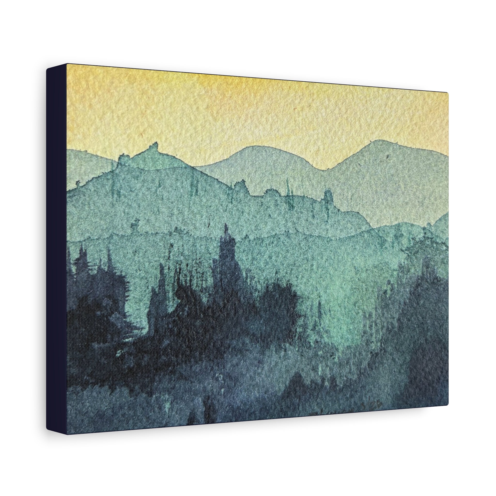 HYDE Mist Watercolor Mountain Canvas Wall Art - Matte Stretched Landscape Print
