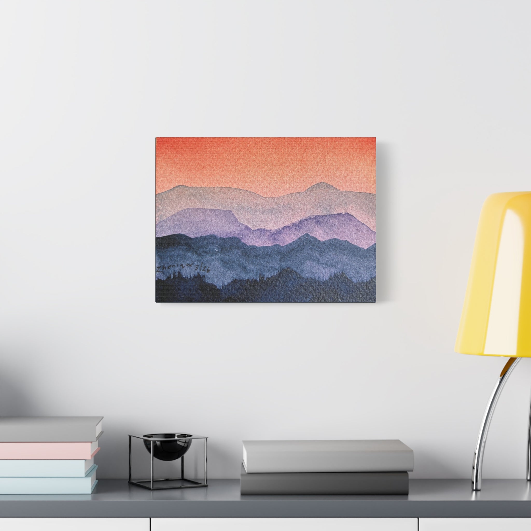 Salmon Sky Watercolor Canvas Print — Matte Stretched 1.25"