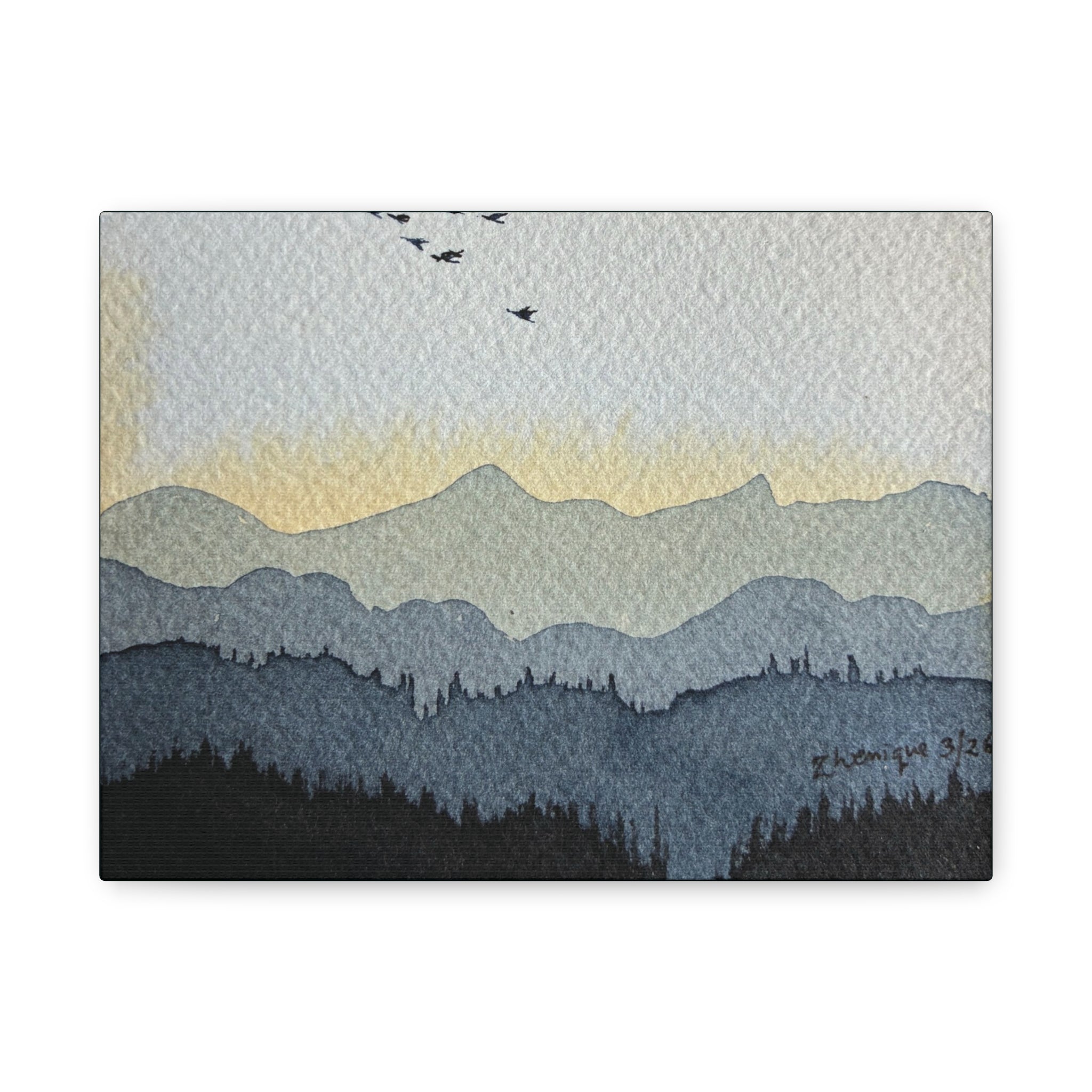 Mountain Sunrise Watercolor Canvas Print