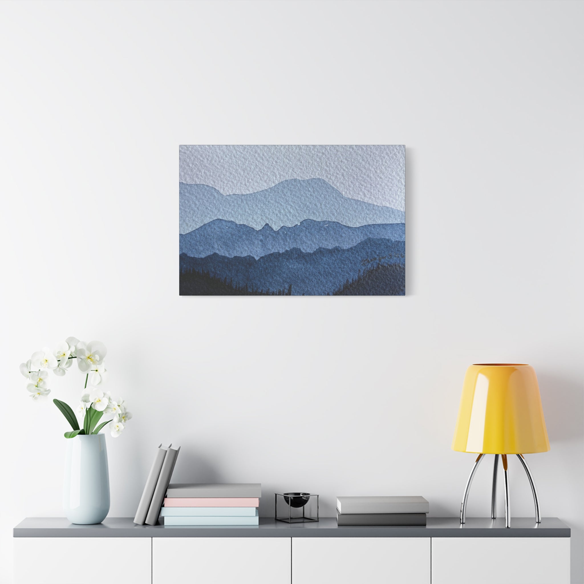 British Columbia Foggy a Watercolor Canvas Print