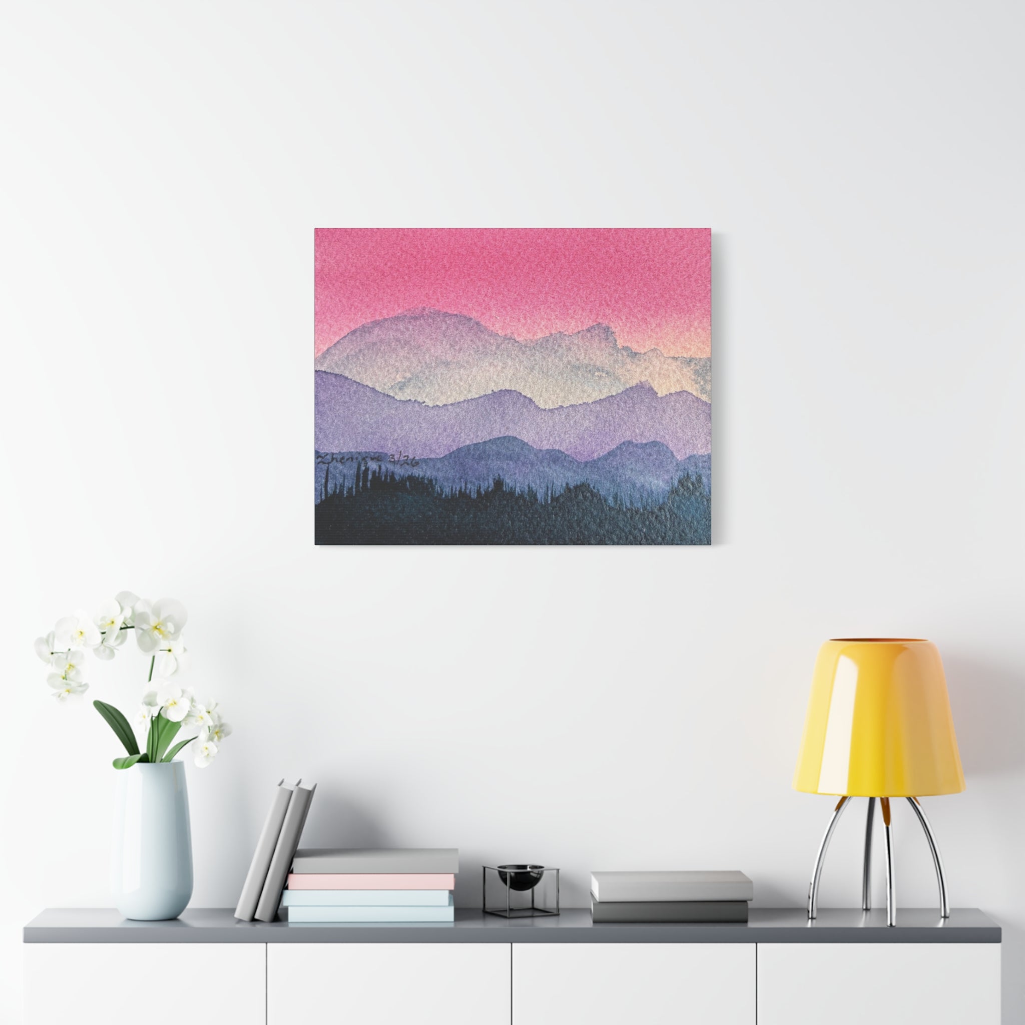 Jen Pink Sky watercolor on canvas