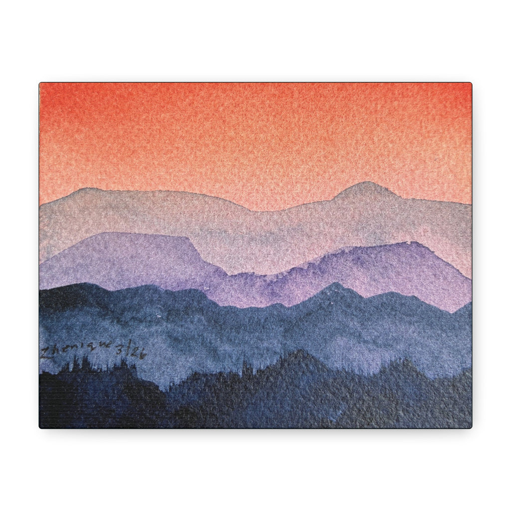 Salmon Sky Watercolor Canvas Print — Matte Stretched 1.25"