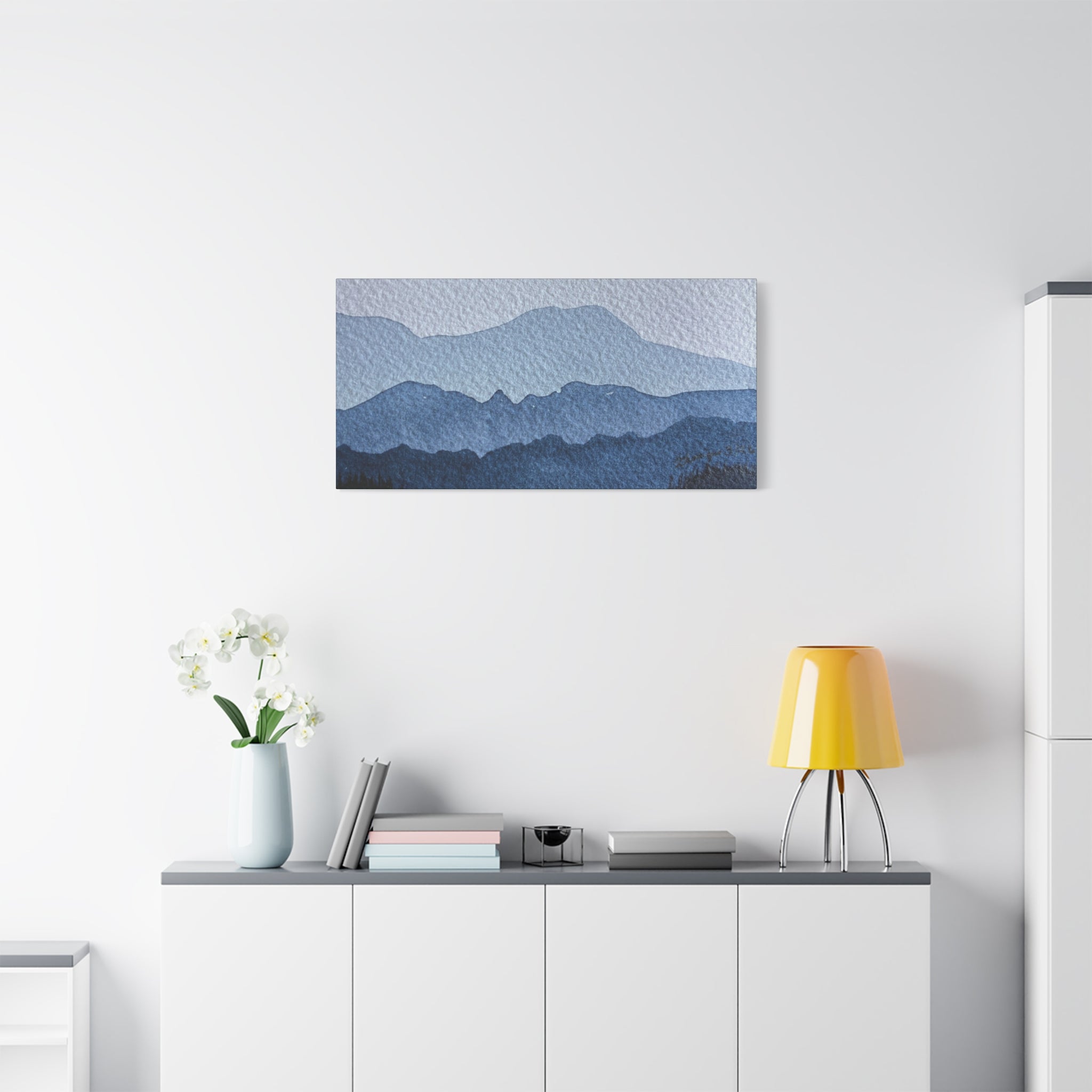 British Columbia Foggy a Watercolor Canvas Print