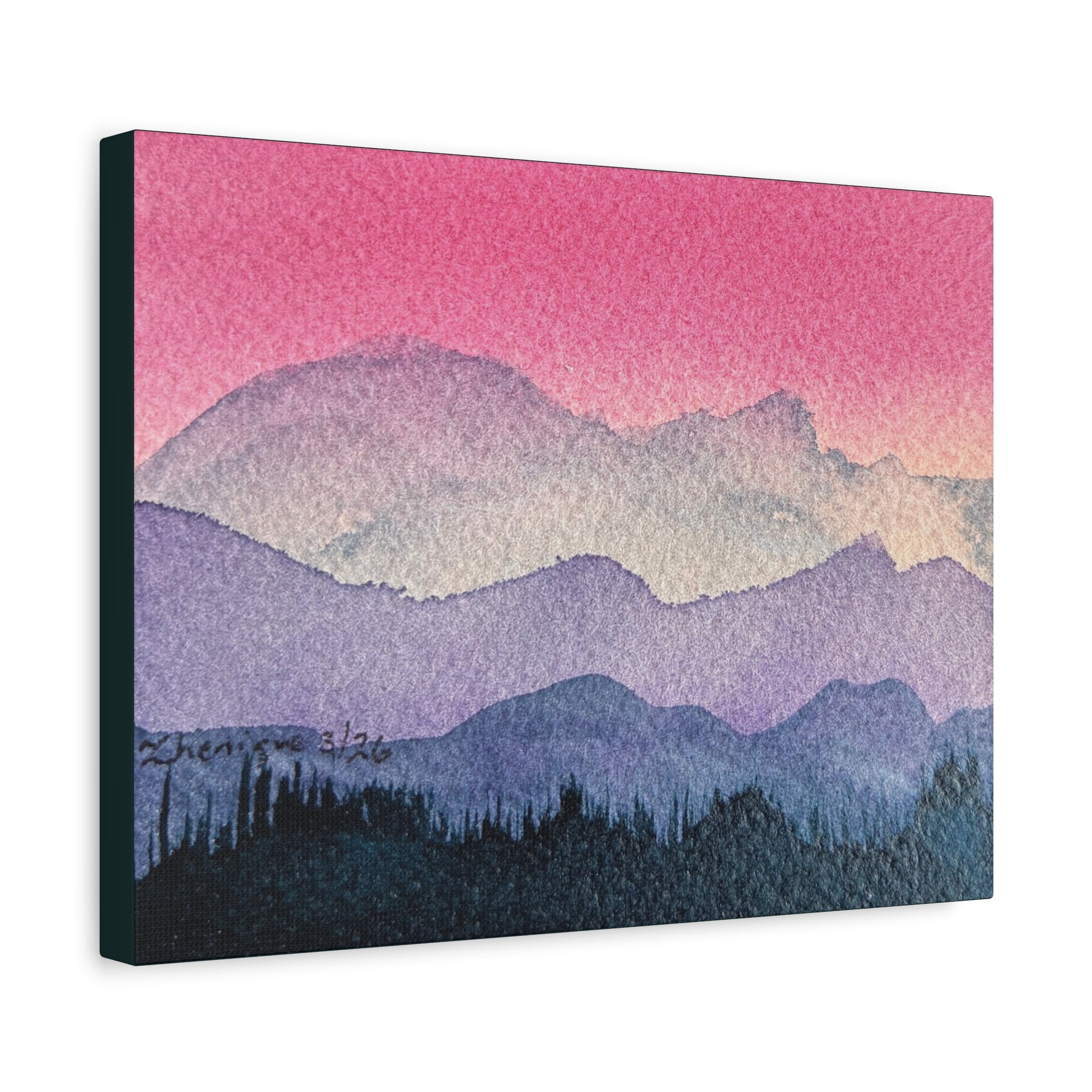 Jen Pink Sky watercolor on canvas