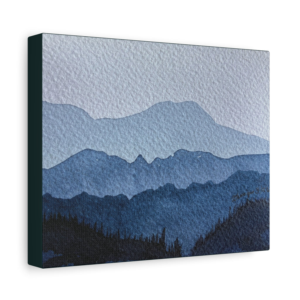 British Columbia Foggy a Watercolor Canvas Print