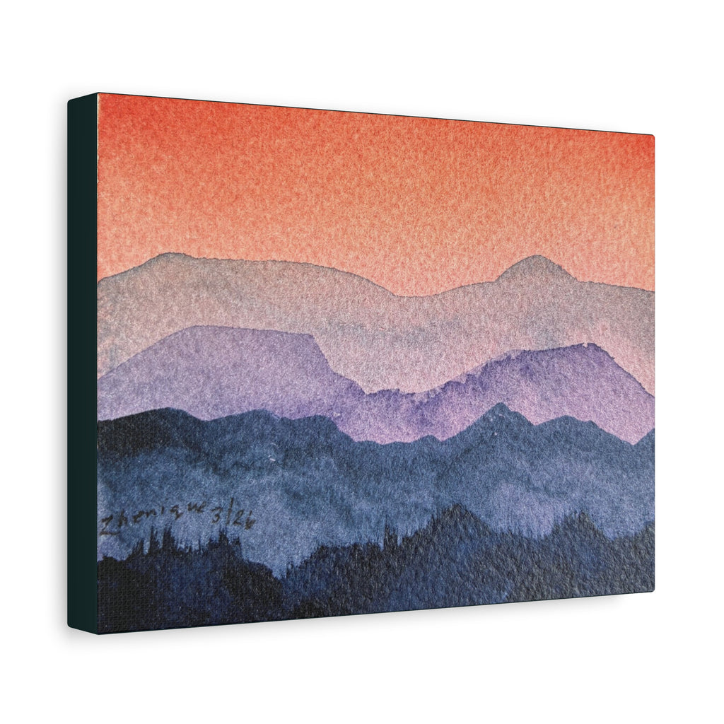 Salmon Sky Watercolor Canvas Print — Matte Stretched 1.25"