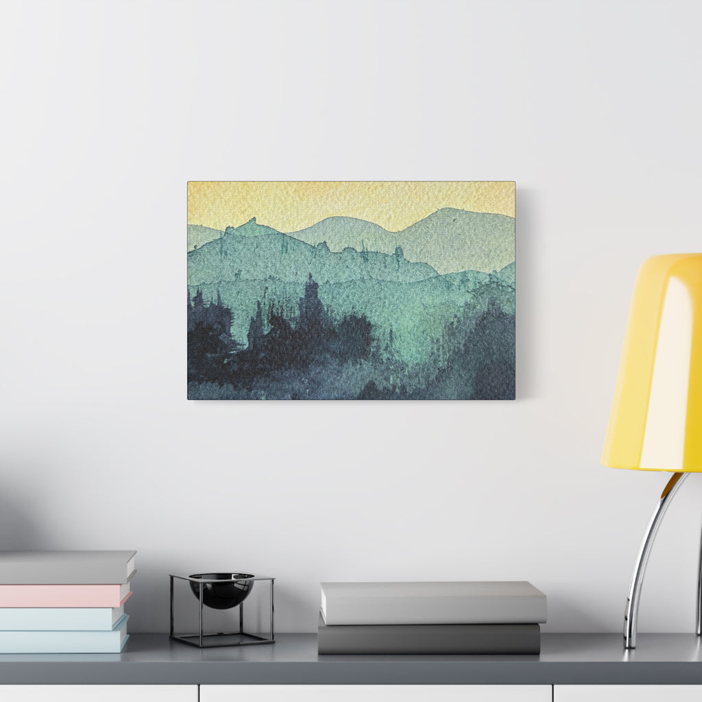HYDE Mist Watercolor Mountain Canvas Wall Art - Matte Stretched Landscape Print