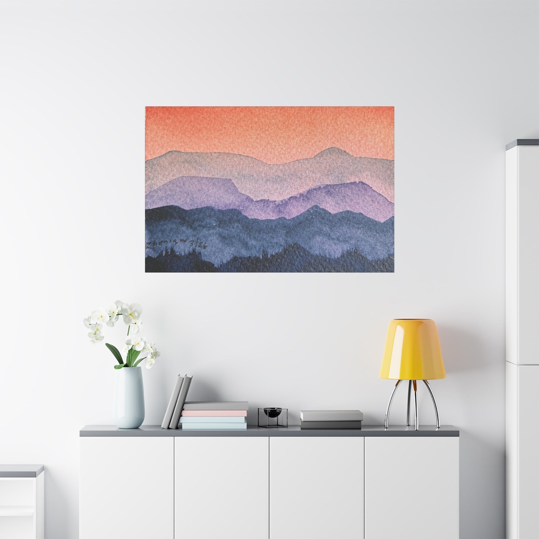 Salmon Sky Watercolor Canvas Print — Matte Stretched 1.25"