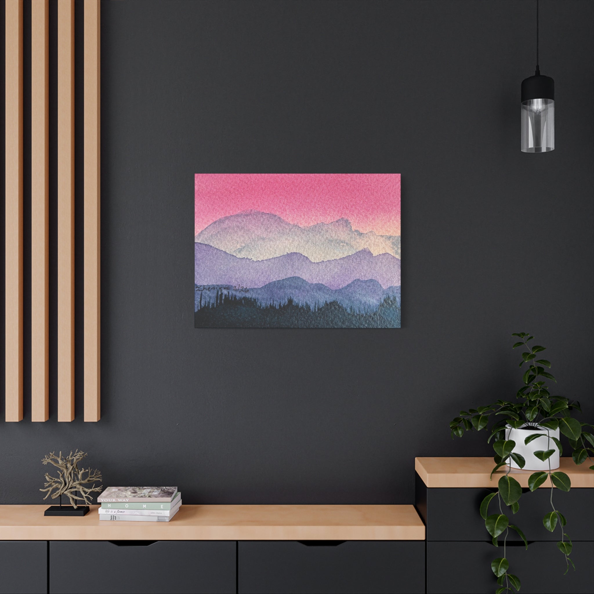 Jen Pink Sky watercolor on canvas