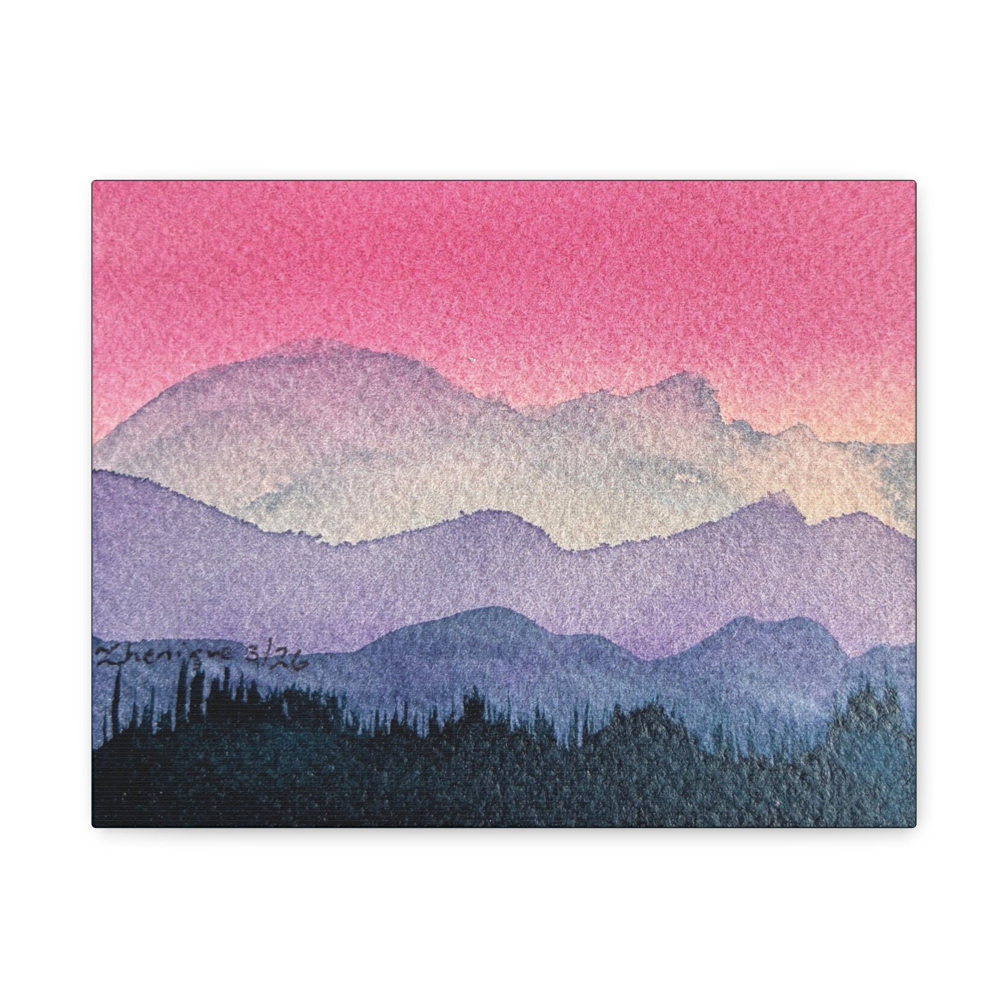 Jen Pink Sky watercolor on canvas