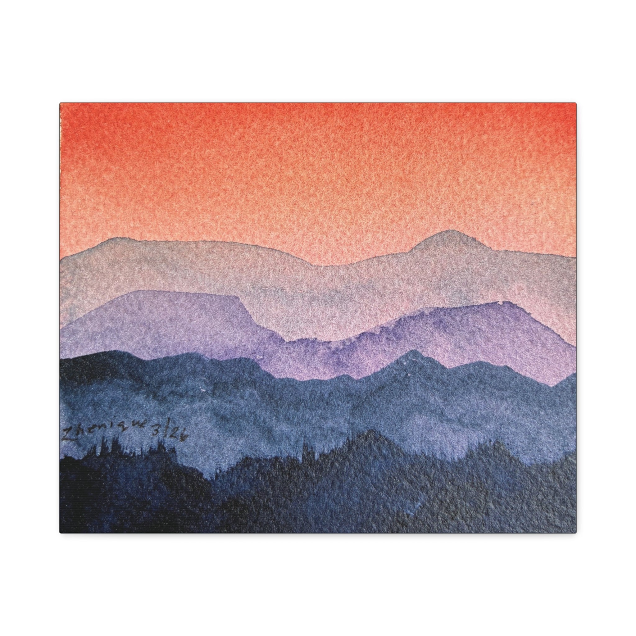 Salmon Sky Watercolor Canvas Print — Matte Stretched 1.25"