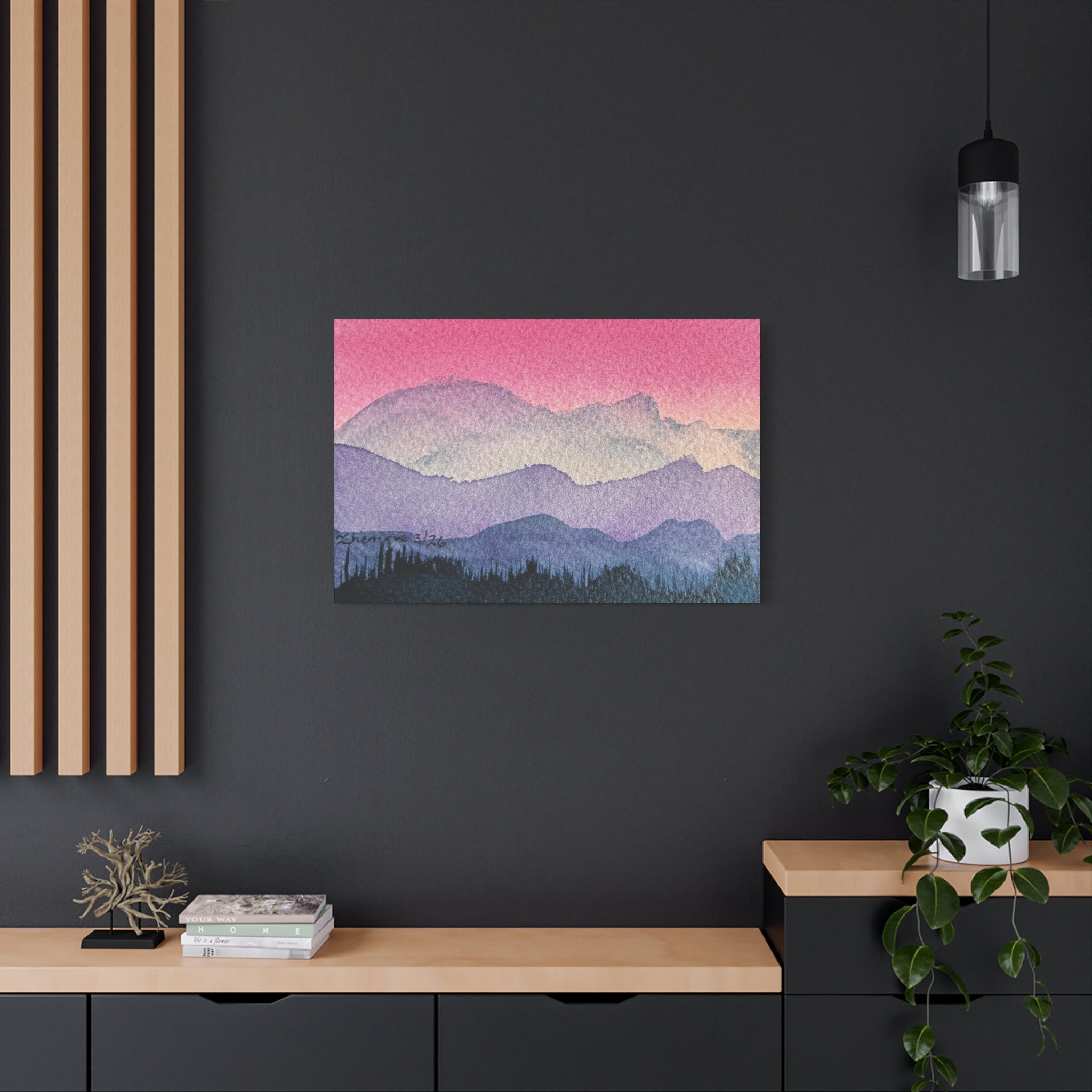 Jen Pink Sky watercolor on canvas