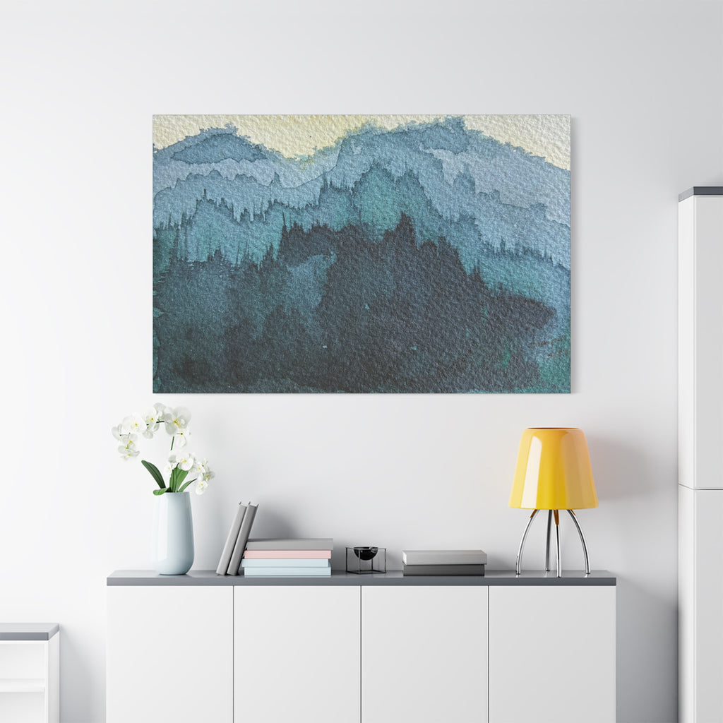 British Columbia Foggy c Watercolor Canvas Print