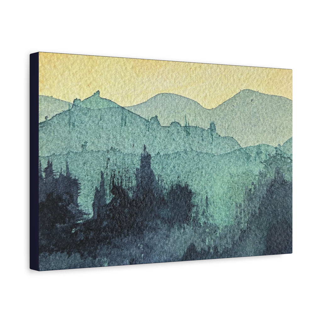 HYDE Mist Watercolor Mountain Canvas Wall Art - Matte Stretched Landscape Print