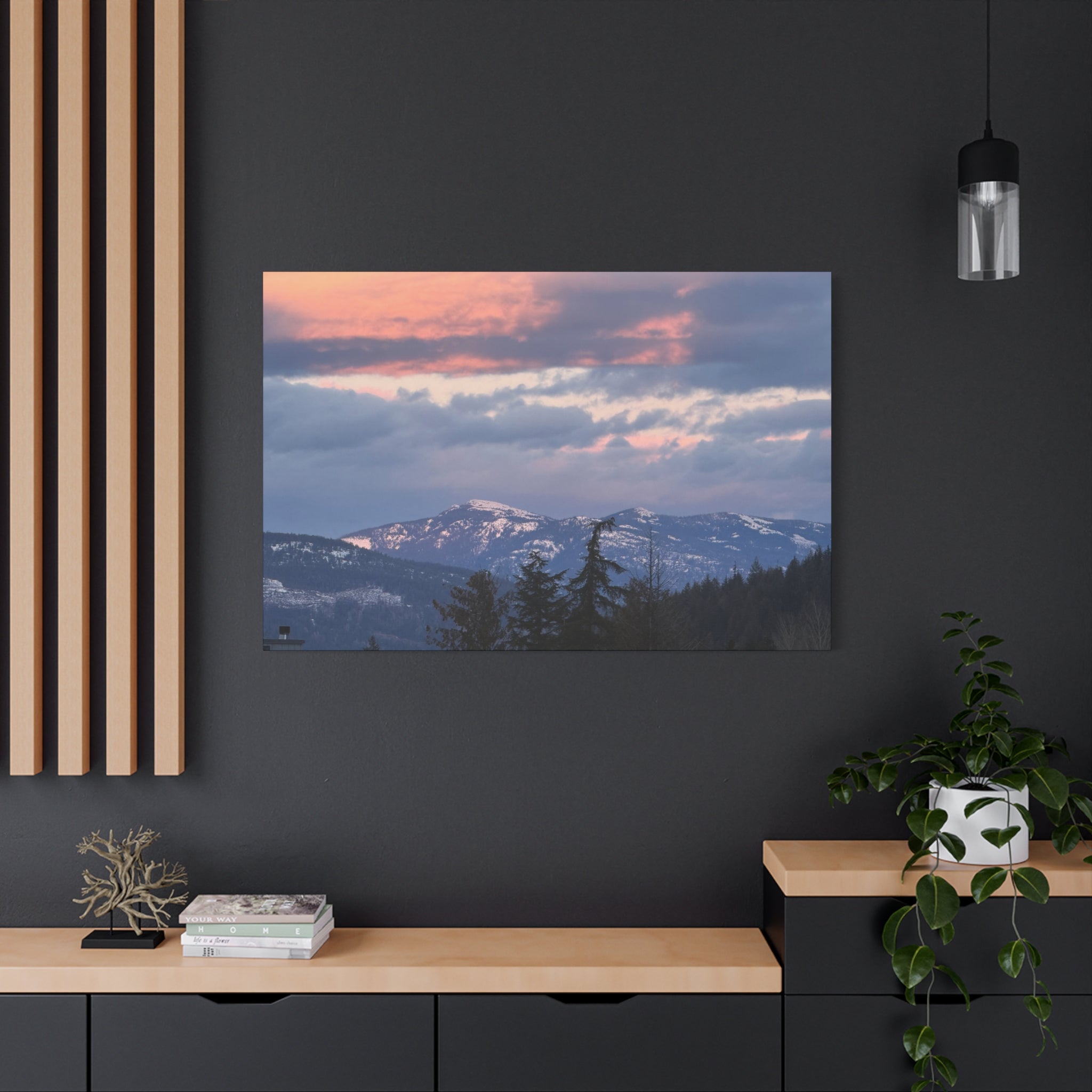 British Columbia Spring Mountain Photo Canvas Wall Art — Stretched Matte Landscape Print