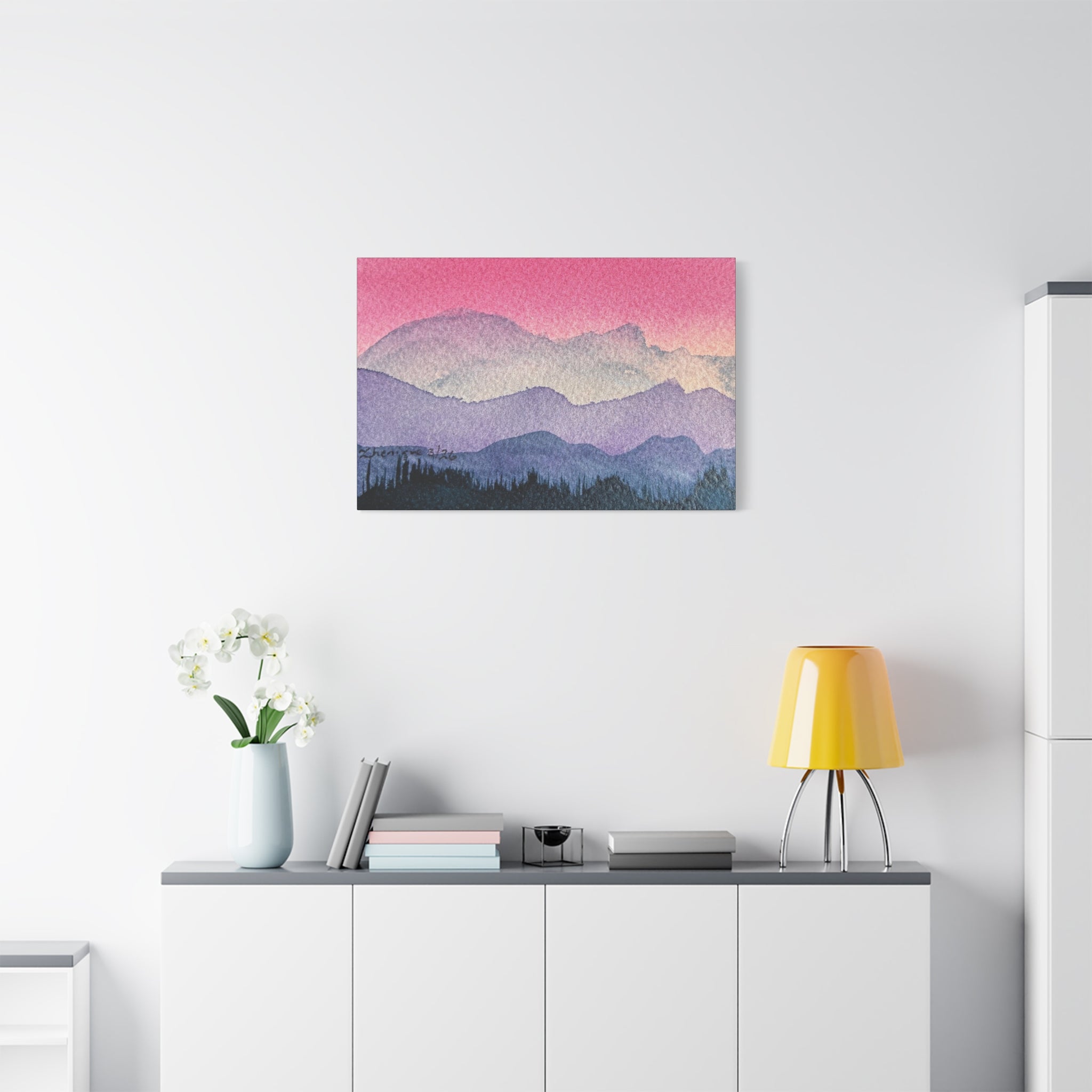 Jen Pink Sky watercolor on canvas