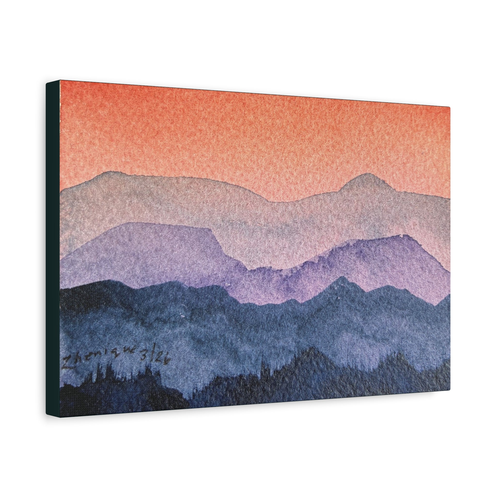 Salmon Sky Watercolor Canvas Print — Matte Stretched 1.25"