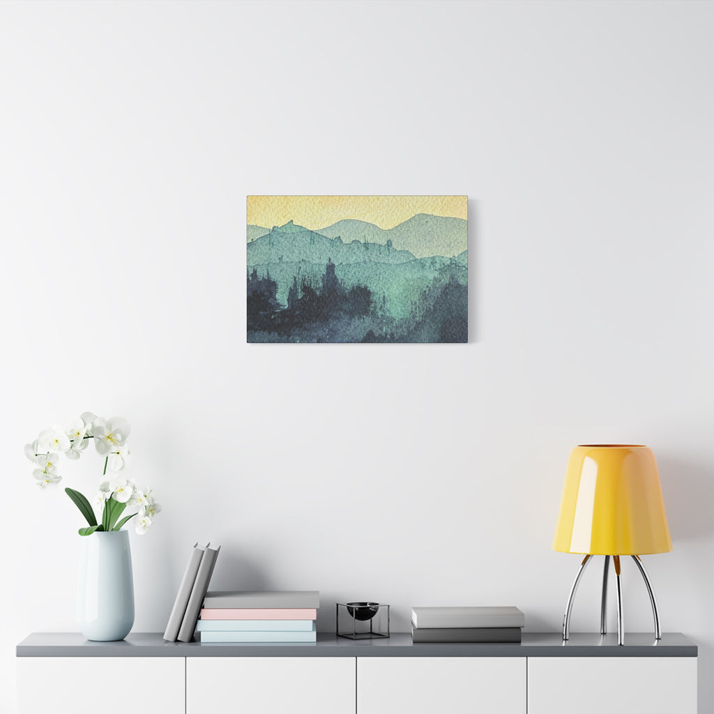HYDE Mist Watercolor Mountain Canvas Wall Art - Matte Stretched Landscape Print