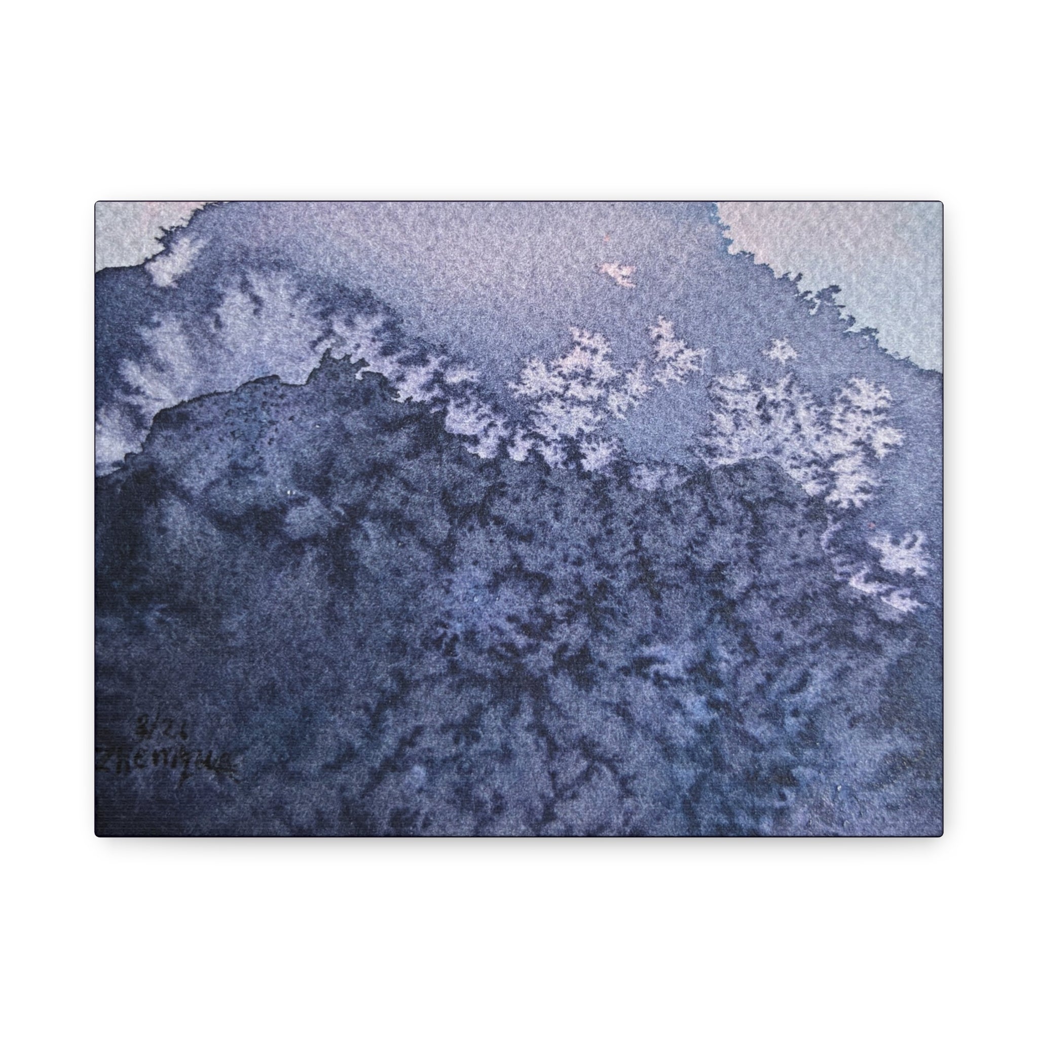Kyle Abstract Indigo Watercolor Canvas Print — Matte Stretched Wall Art