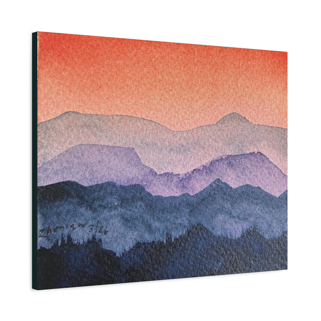 Salmon Sky Watercolor Canvas Print — Matte Stretched 1.25"