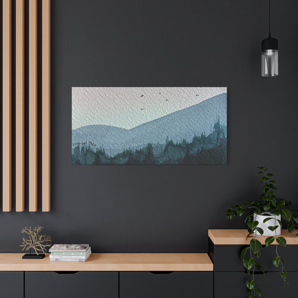 British Columbia Foggy b Watercolor Canvas Print