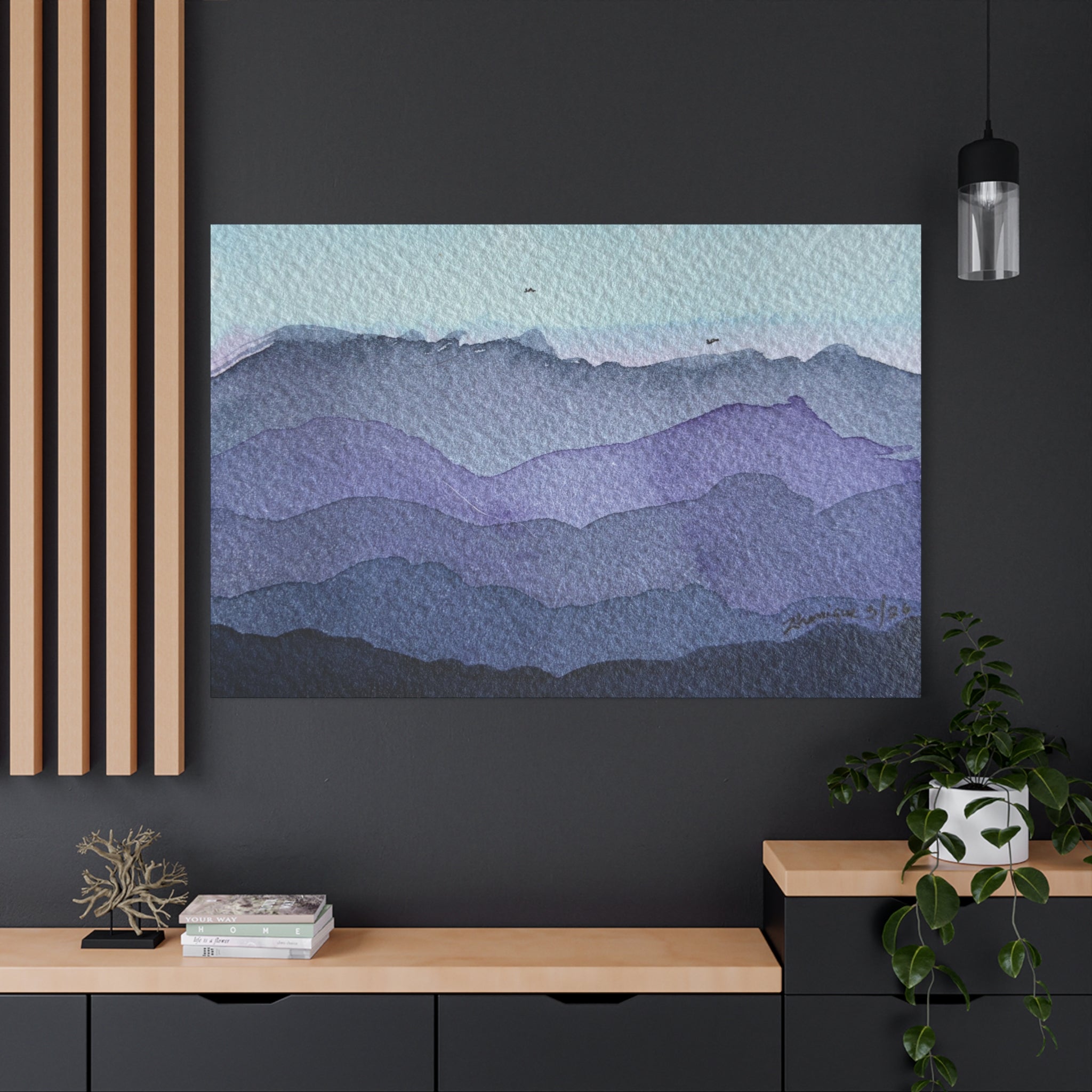 British Columbia Foggy d Watercolor Canvas Print