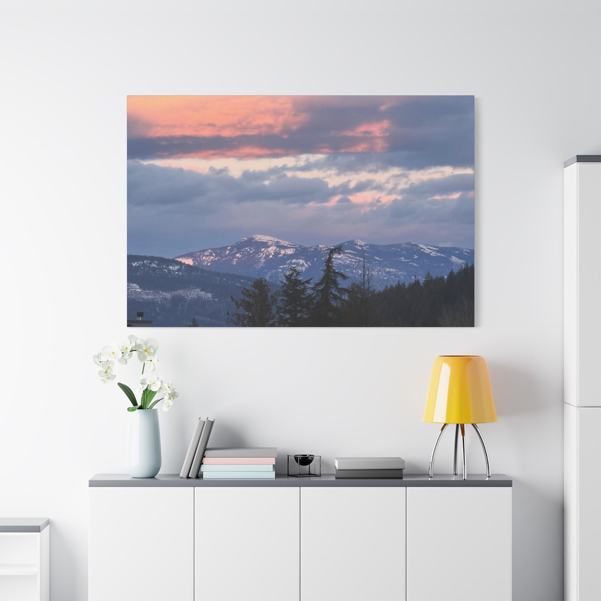 British Columbia Spring Mountain Photo Canvas Wall Art — Stretched Matte Landscape Print