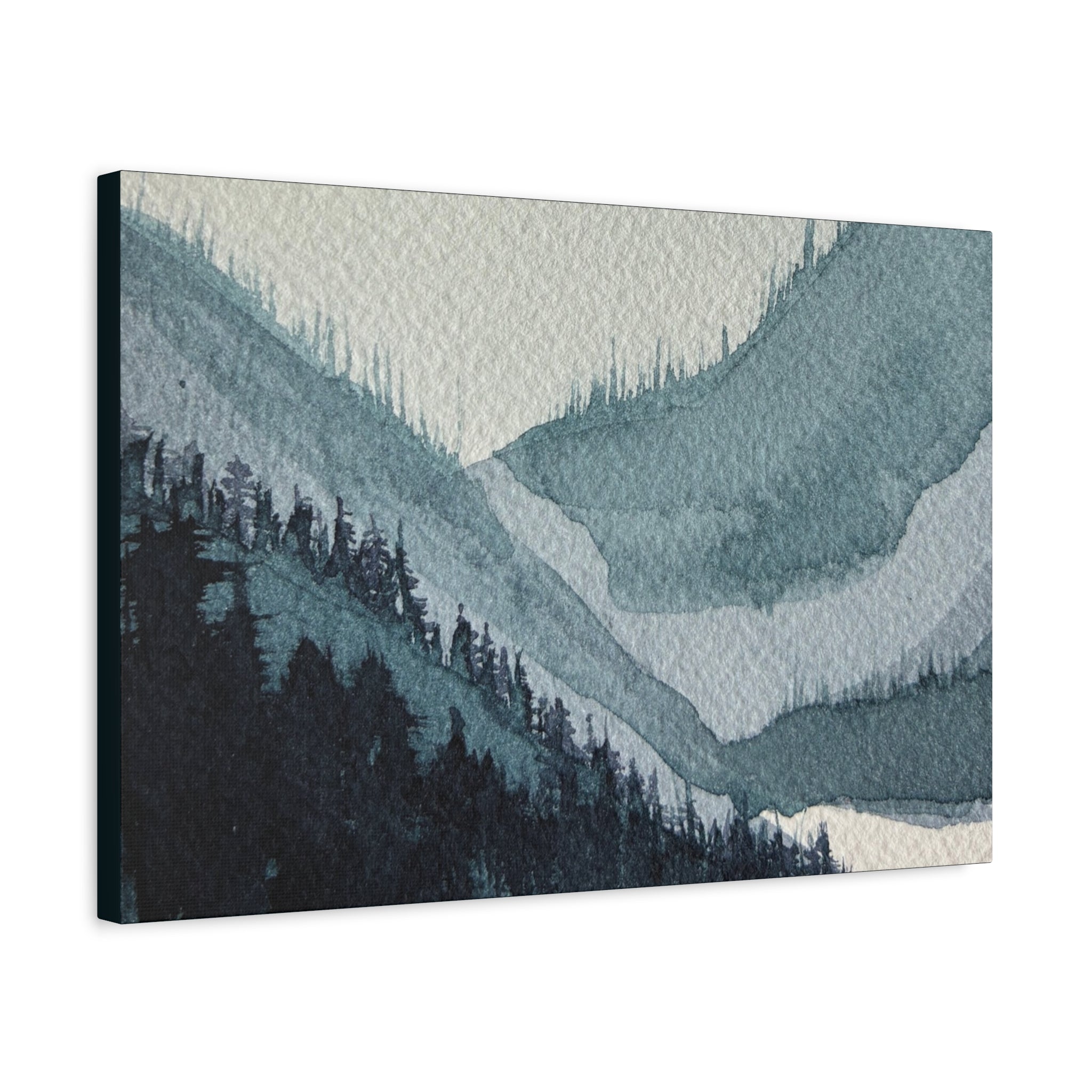 Kristi Mountain Mist Watercolor Canvas Wall Art — Stretched Matte Landscape Print