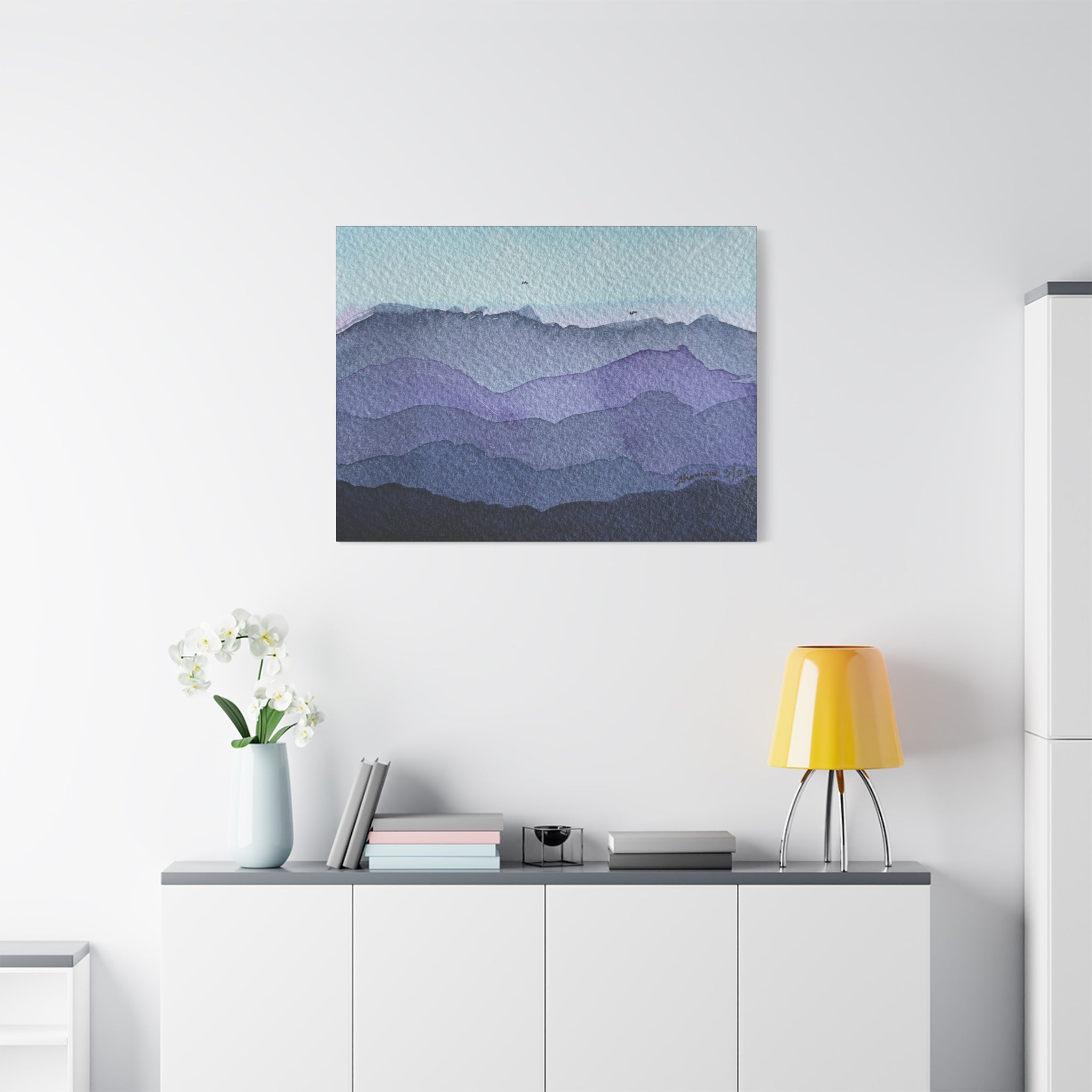 British Columbia Foggy d Watercolor Canvas Print