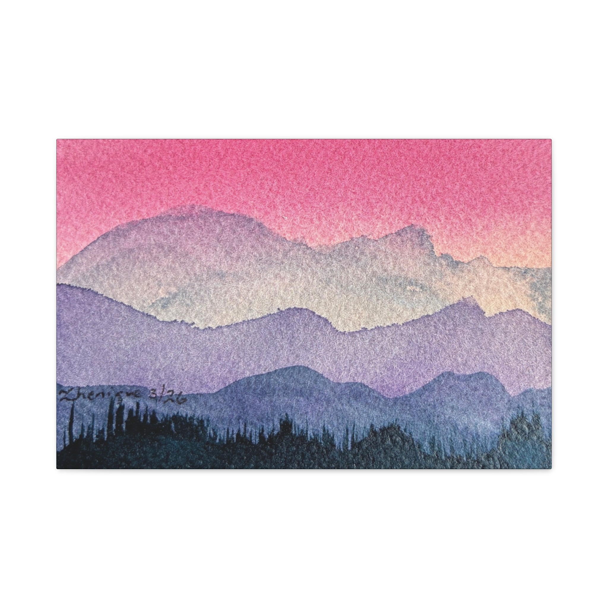 Jen Pink Sky watercolor on canvas