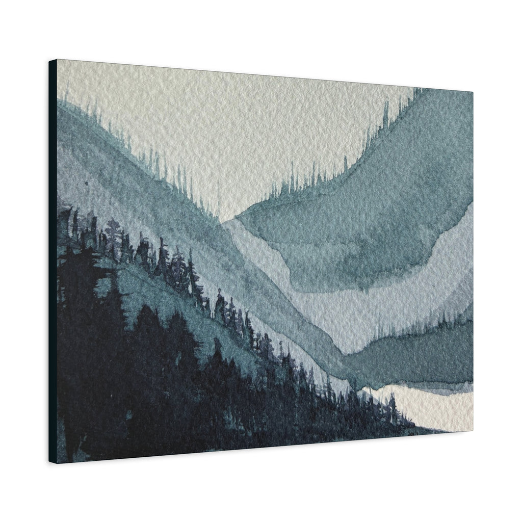 Kristi Mountain Mist Watercolor Canvas Wall Art — Stretched Matte Landscape Print