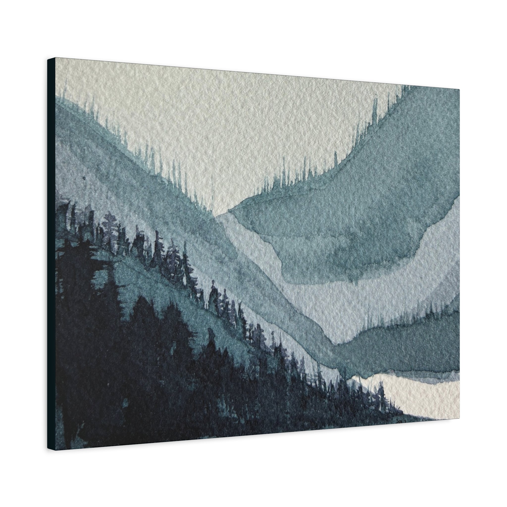 Kristi Mountain Mist Watercolor Canvas Wall Art — Stretched Matte Landscape Print