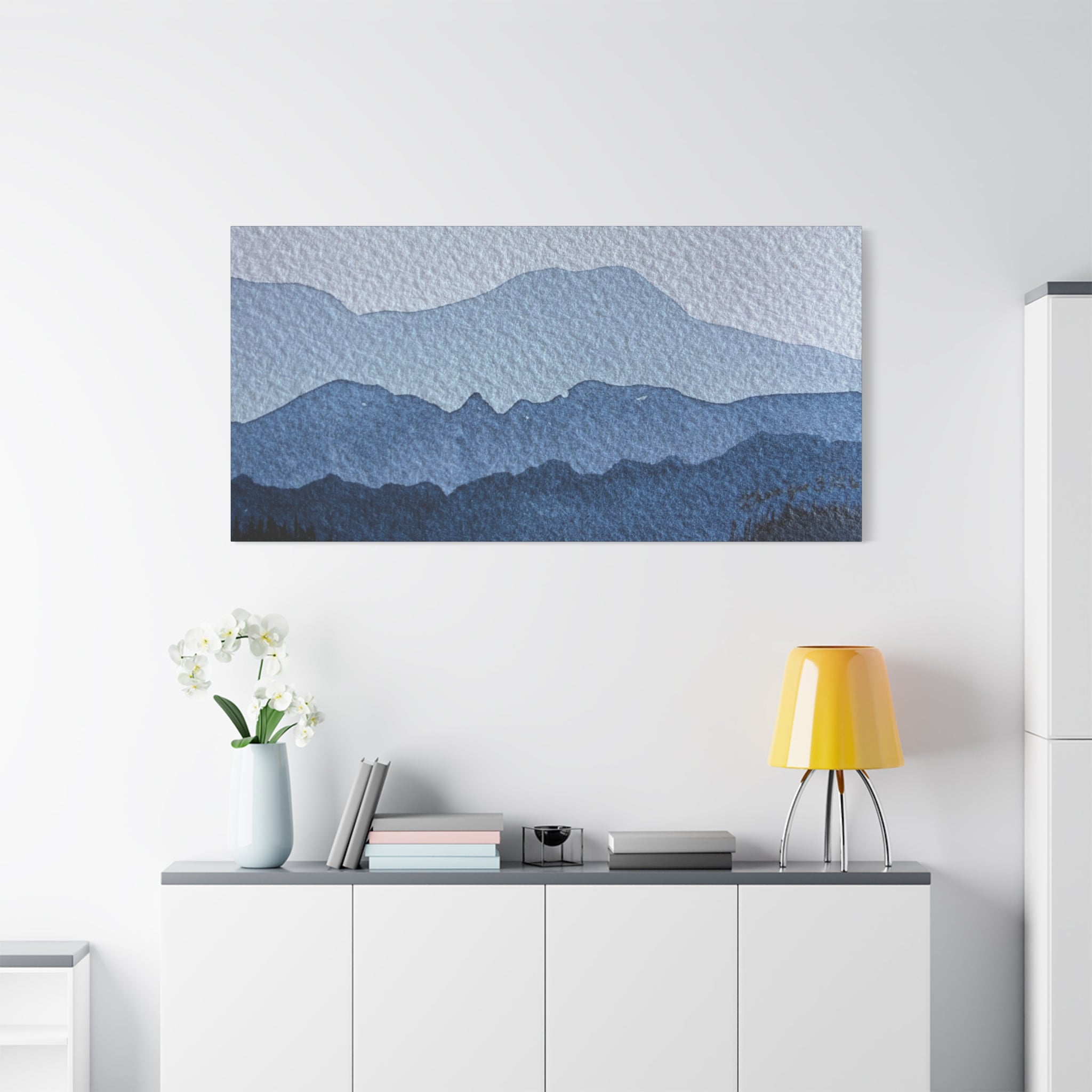 British Columbia Foggy a Watercolor Canvas Print