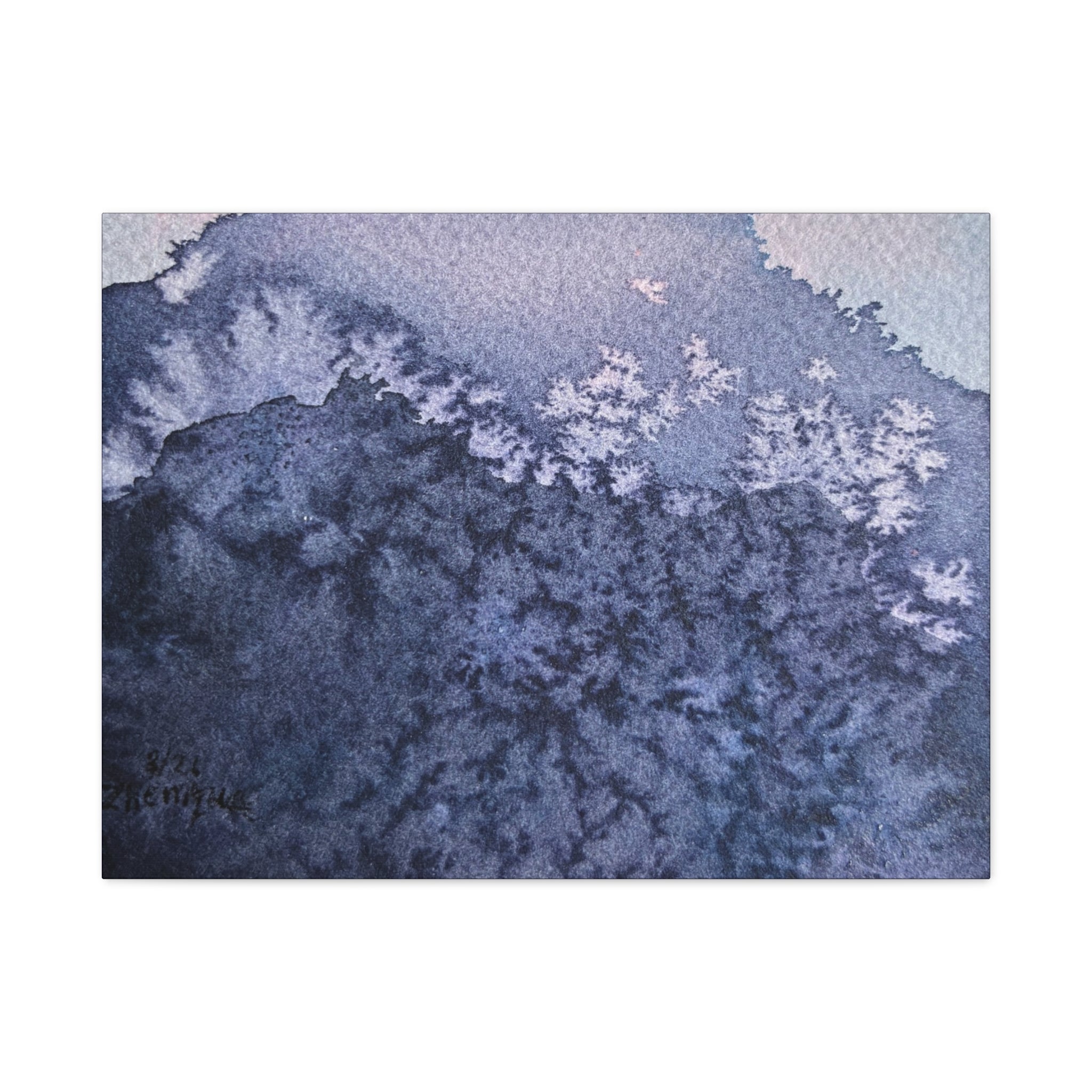 Kyle Abstract Indigo Watercolor Canvas Print — Matte Stretched Wall Art