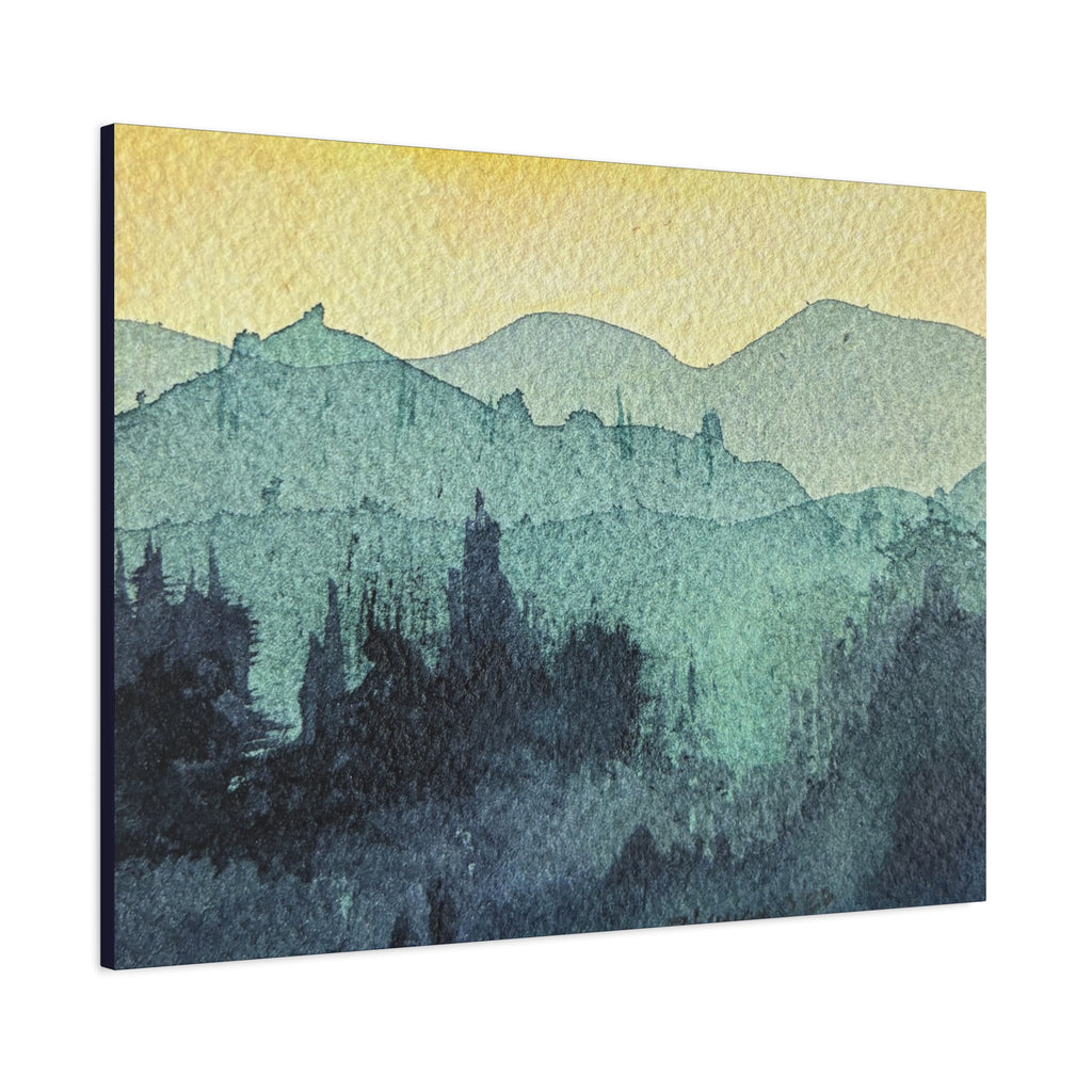 HYDE Mist Watercolor Mountain Canvas Wall Art - Matte Stretched Landscape Print
