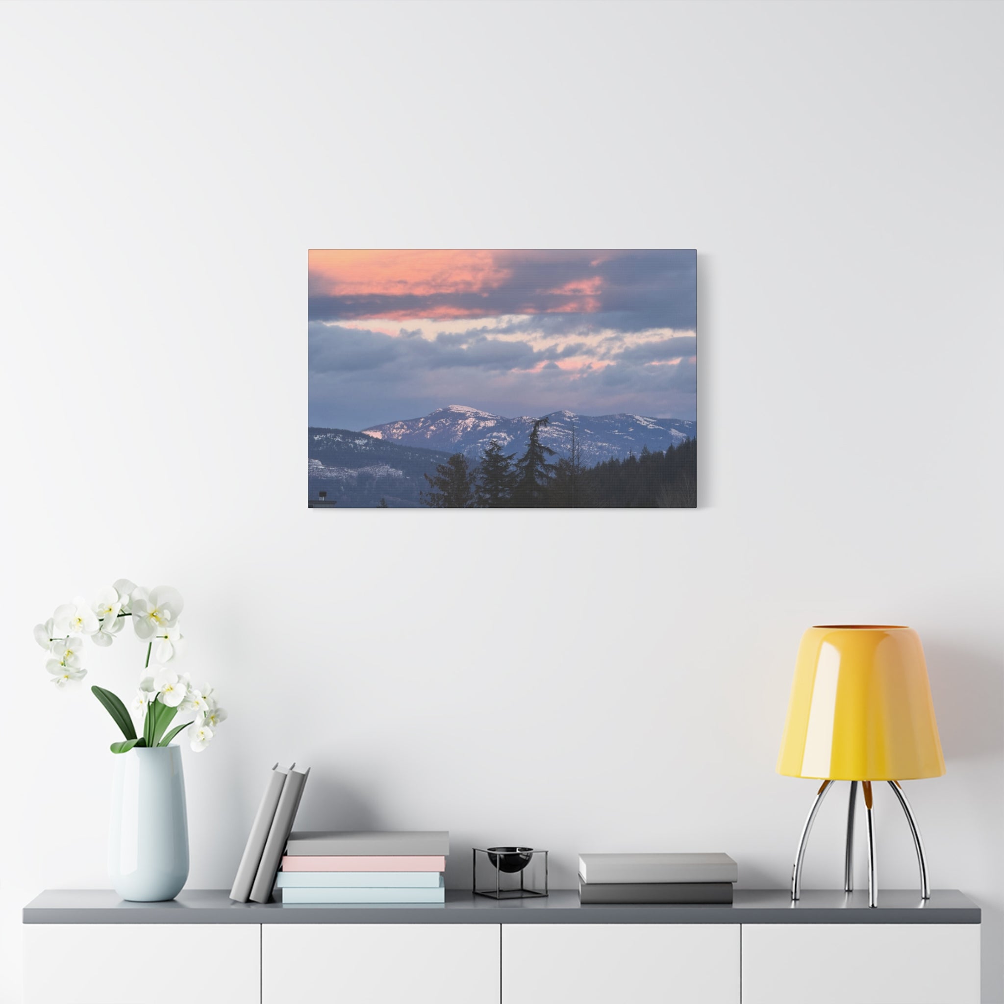 British Columbia Spring Mountain Photo Canvas Wall Art — Stretched Matte Landscape Print