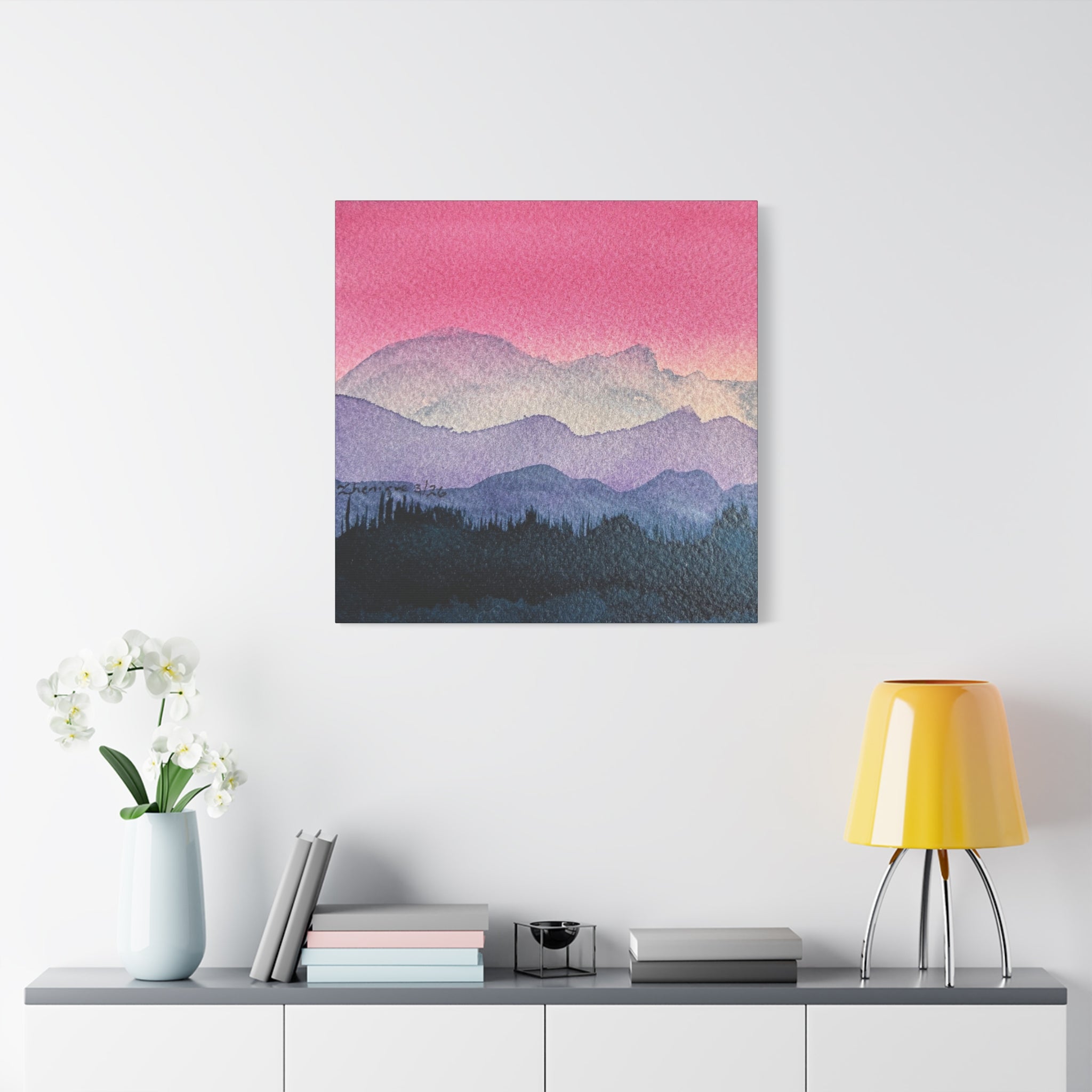 Jen Pink Sky watercolor on canvas