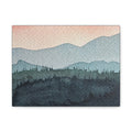 Teal Mountain Mist Watercolor Canvas Wall Art — Stretched Matte Landscape Print