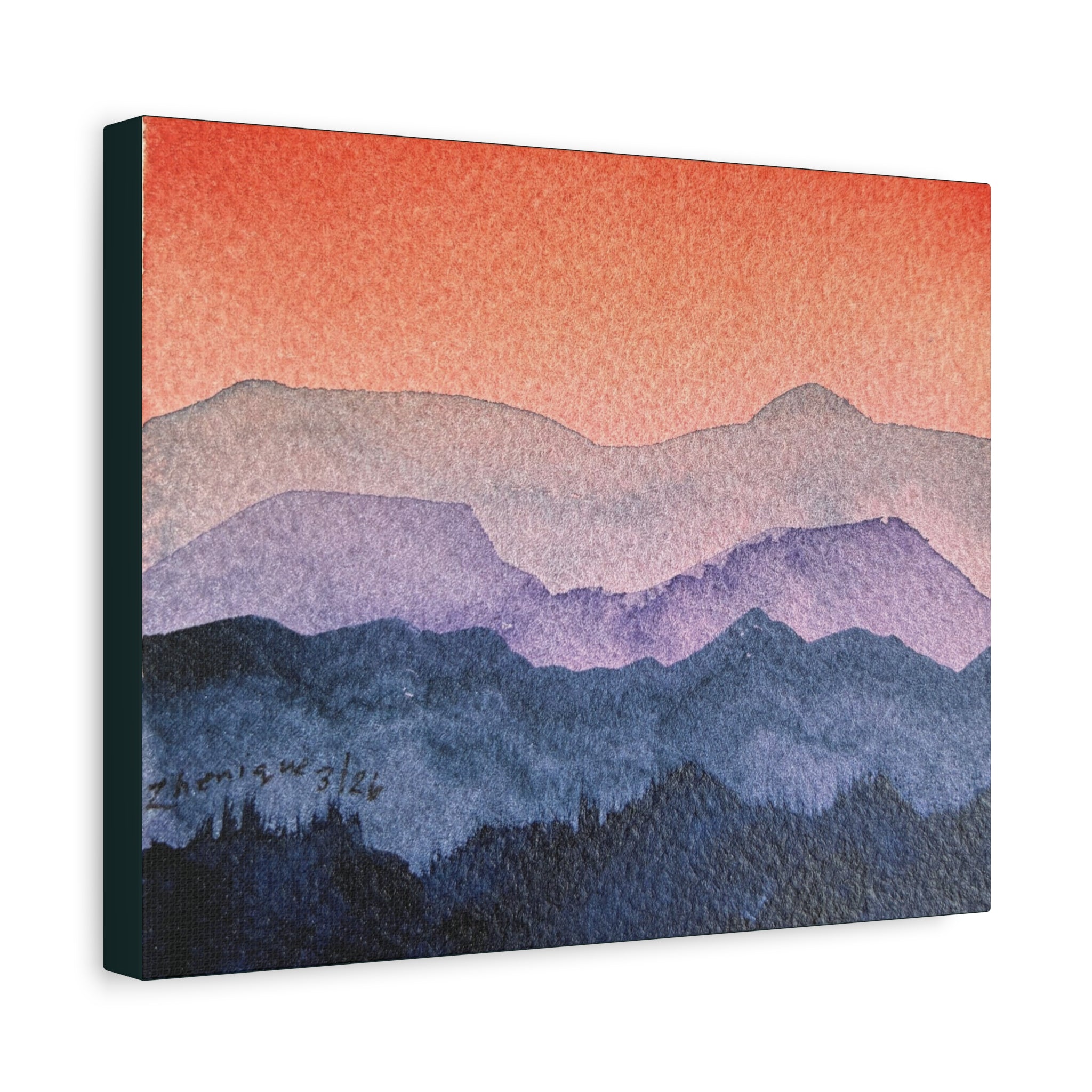 Salmon Sky Watercolor Canvas Print — Matte Stretched 1.25"