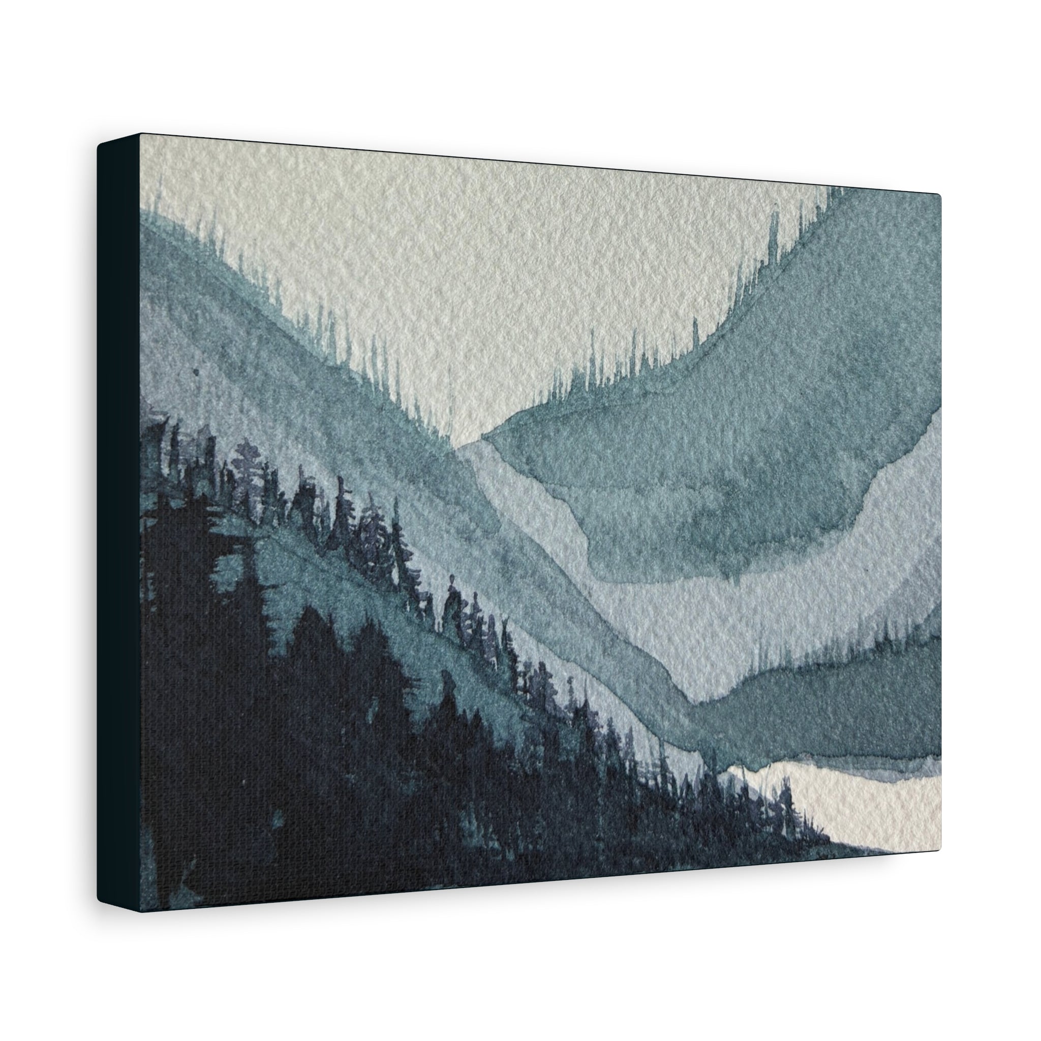 Kristi Mountain Mist Watercolor Canvas Wall Art — Stretched Matte Landscape Print