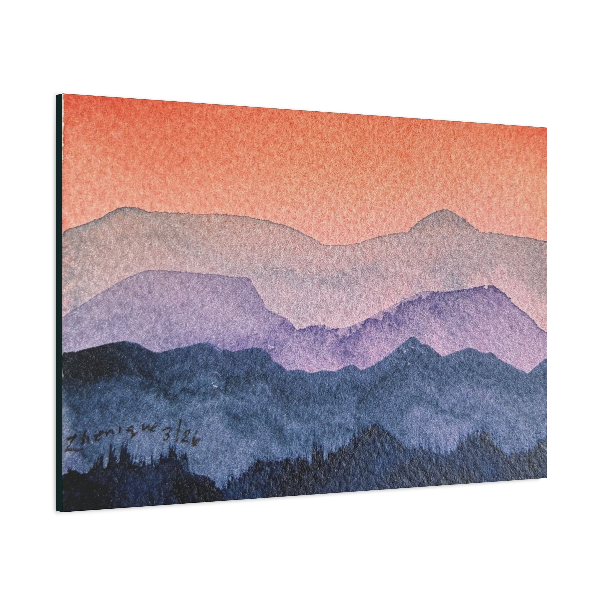 Salmon Sky Watercolor Canvas Print — Matte Stretched 1.25"