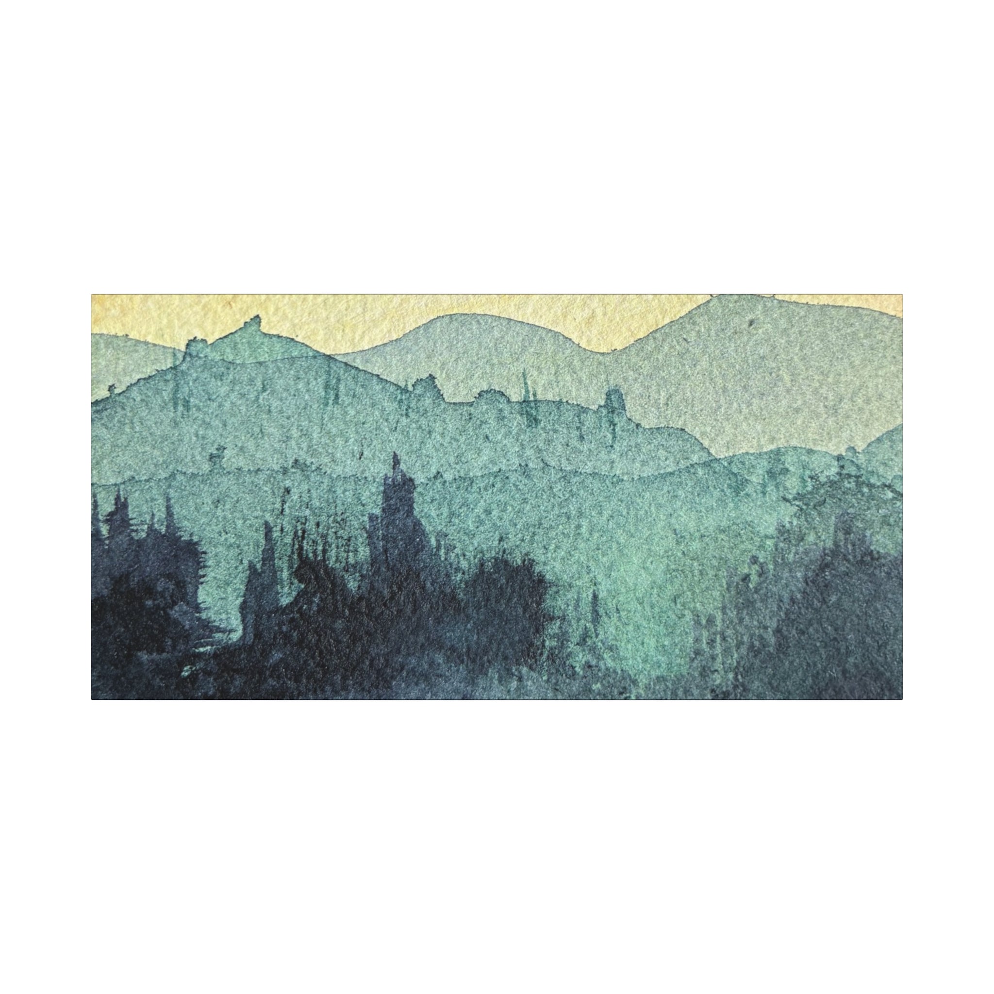 HYDE Mist Watercolor Mountain Canvas Wall Art - Matte Stretched Landscape Print