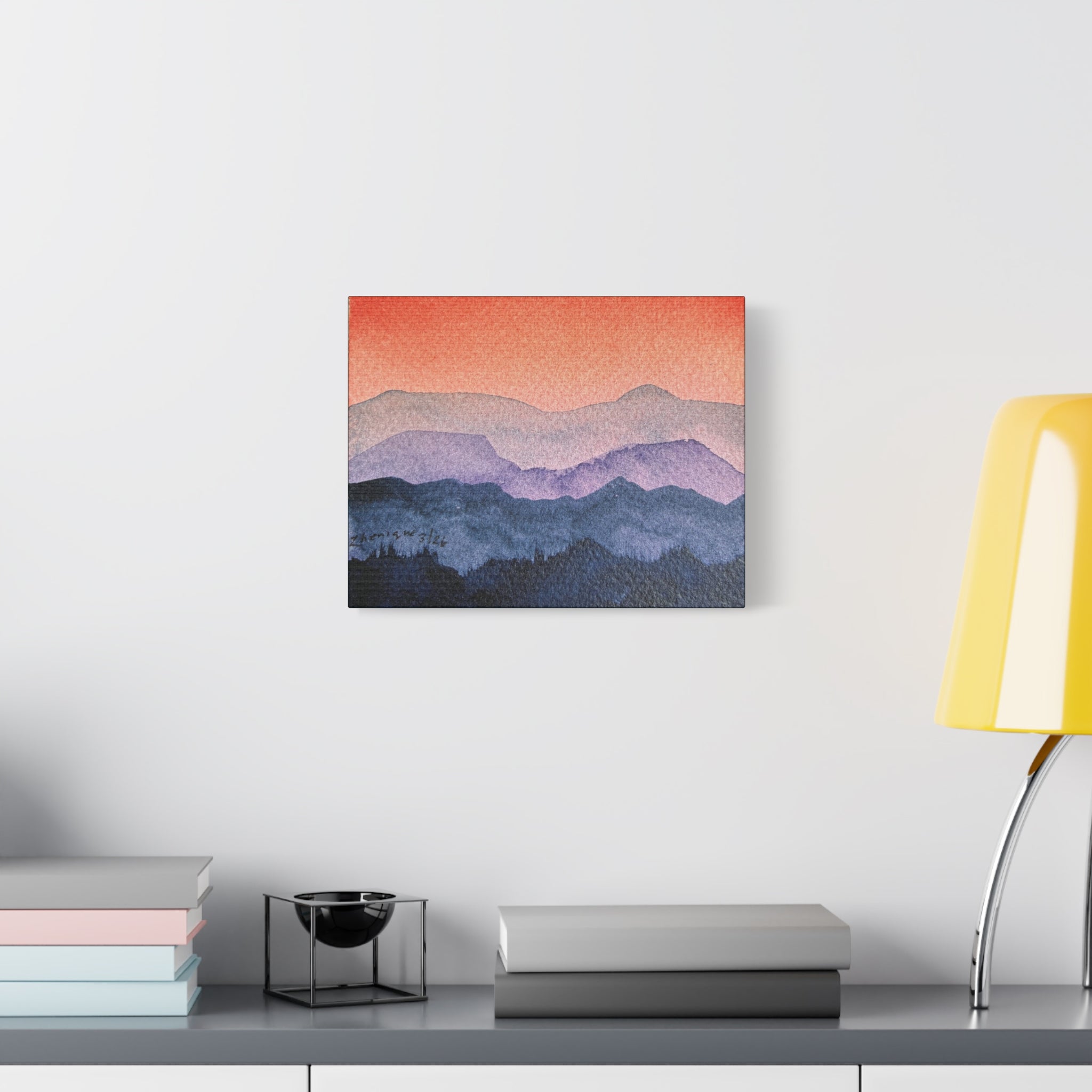 Salmon Sky Watercolor Canvas Print — Matte Stretched 1.25"