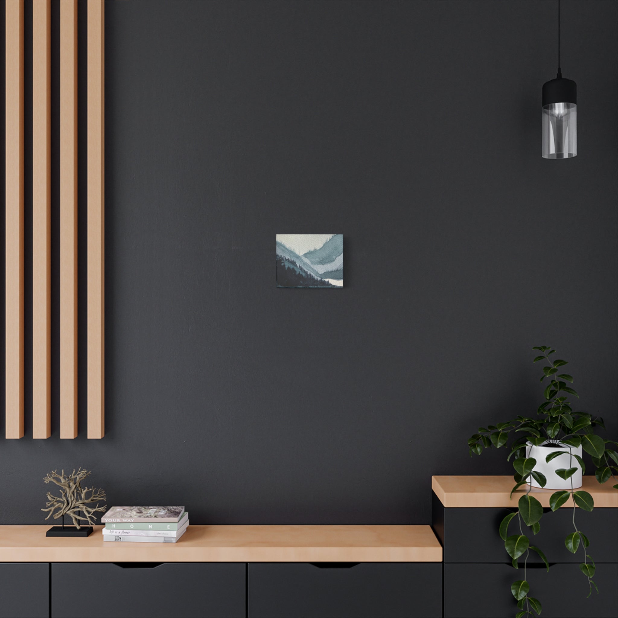 Kristi Mountain Mist Watercolor Canvas Wall Art — Stretched Matte Landscape Print