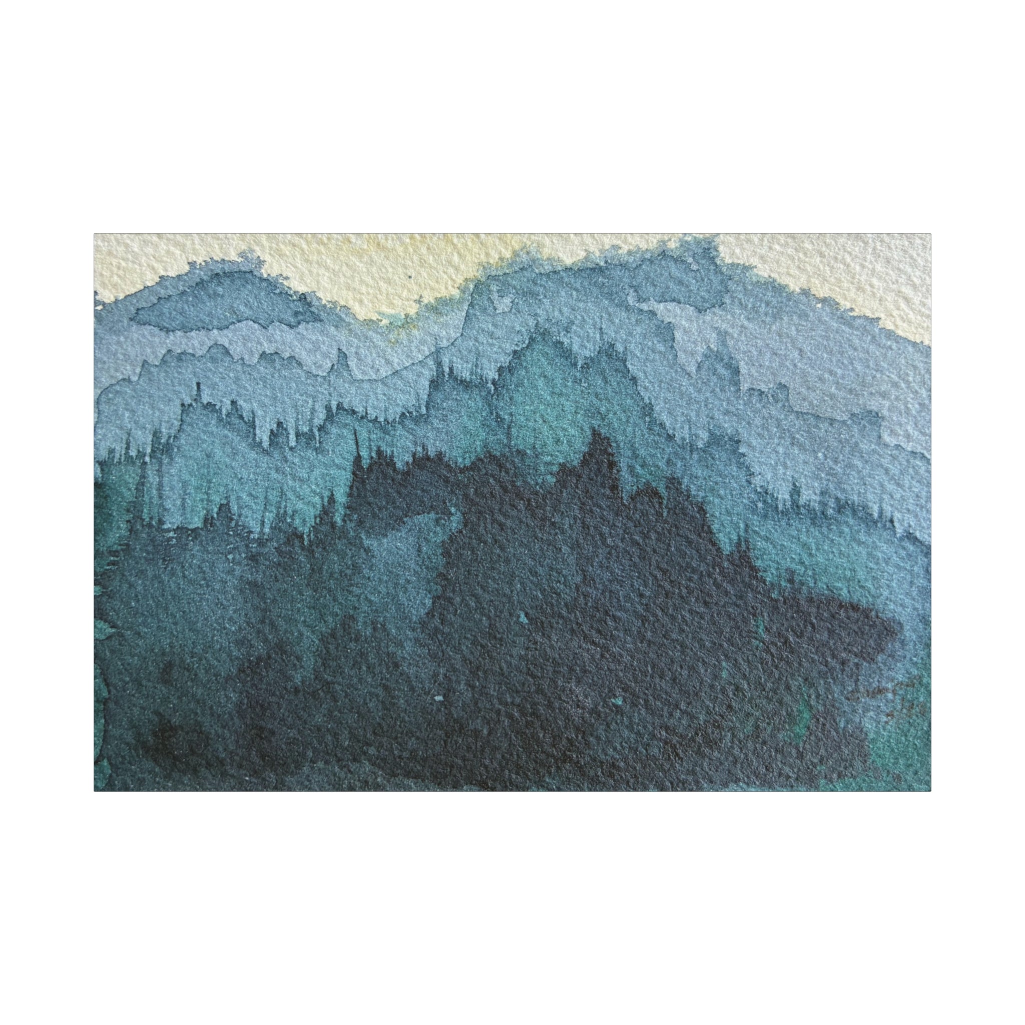 British Columbia Foggy c Watercolor Canvas Print
