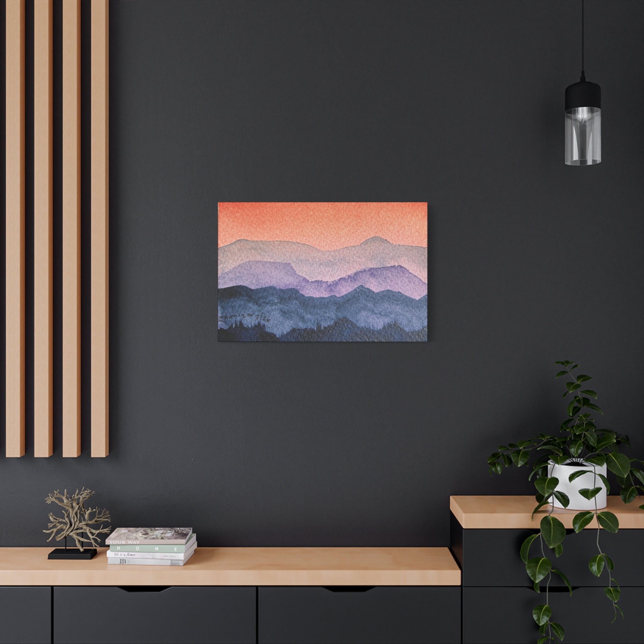 Salmon Sky Watercolor Canvas Print — Matte Stretched 1.25"